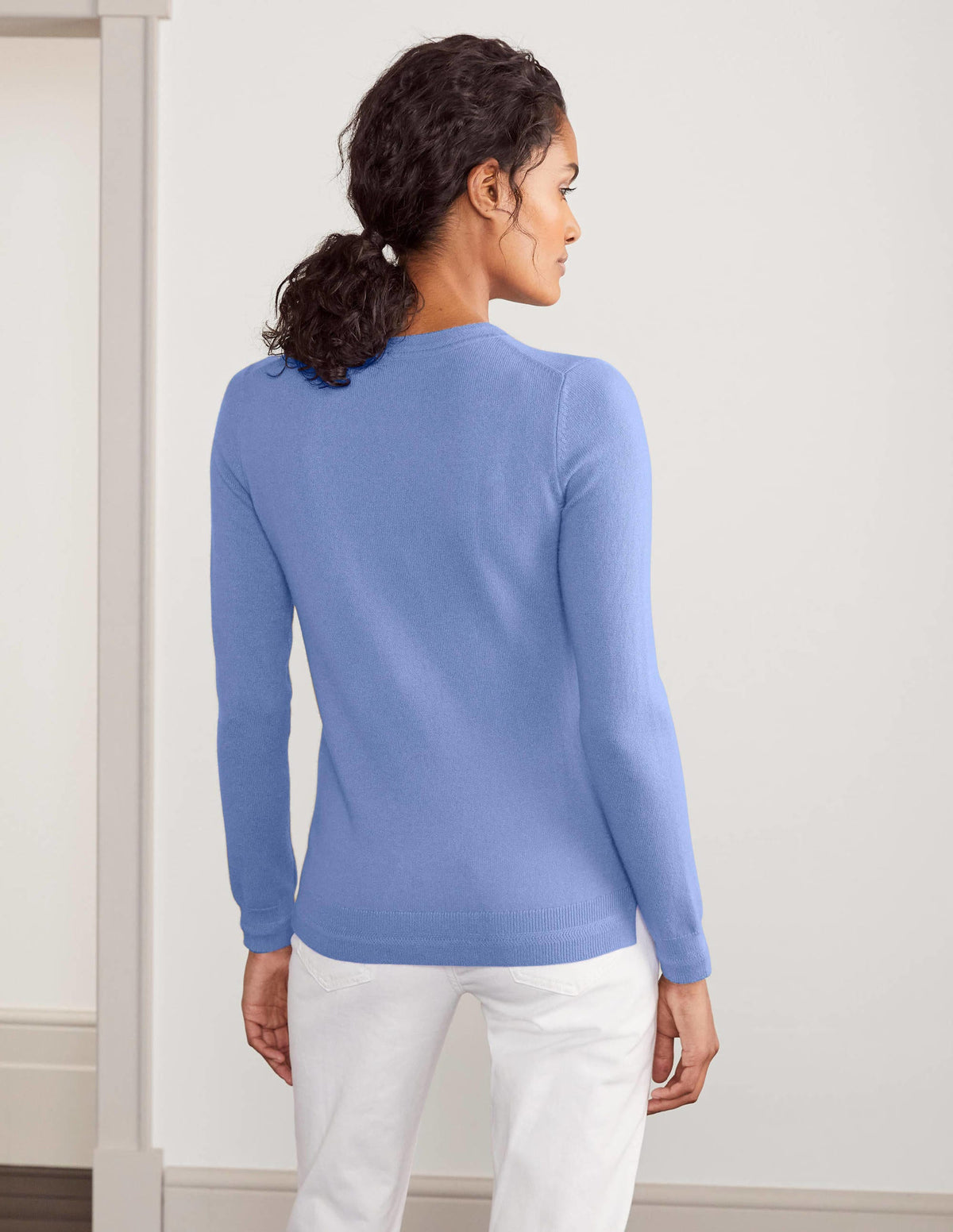 Cashmere Crew Neck Sweater-Gulf Blue - Image 3