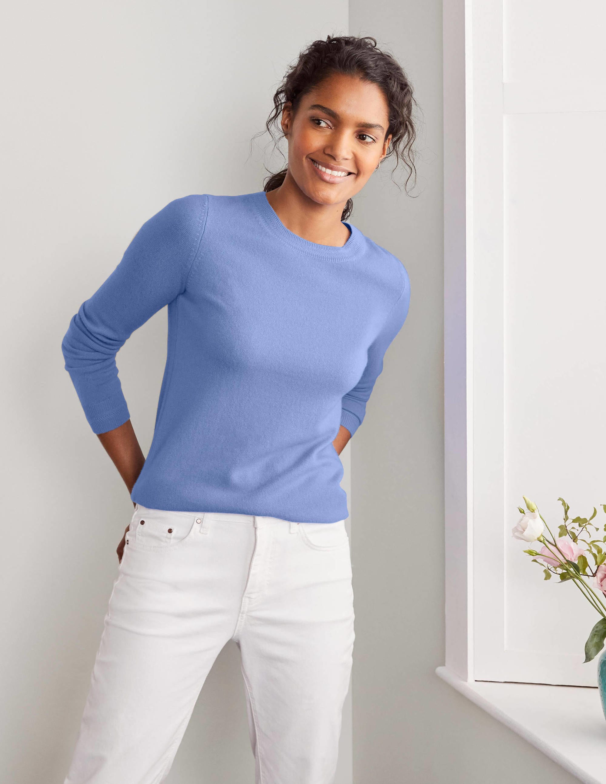 Cashmere Crew Neck Sweater-Gulf Blue - Image 4