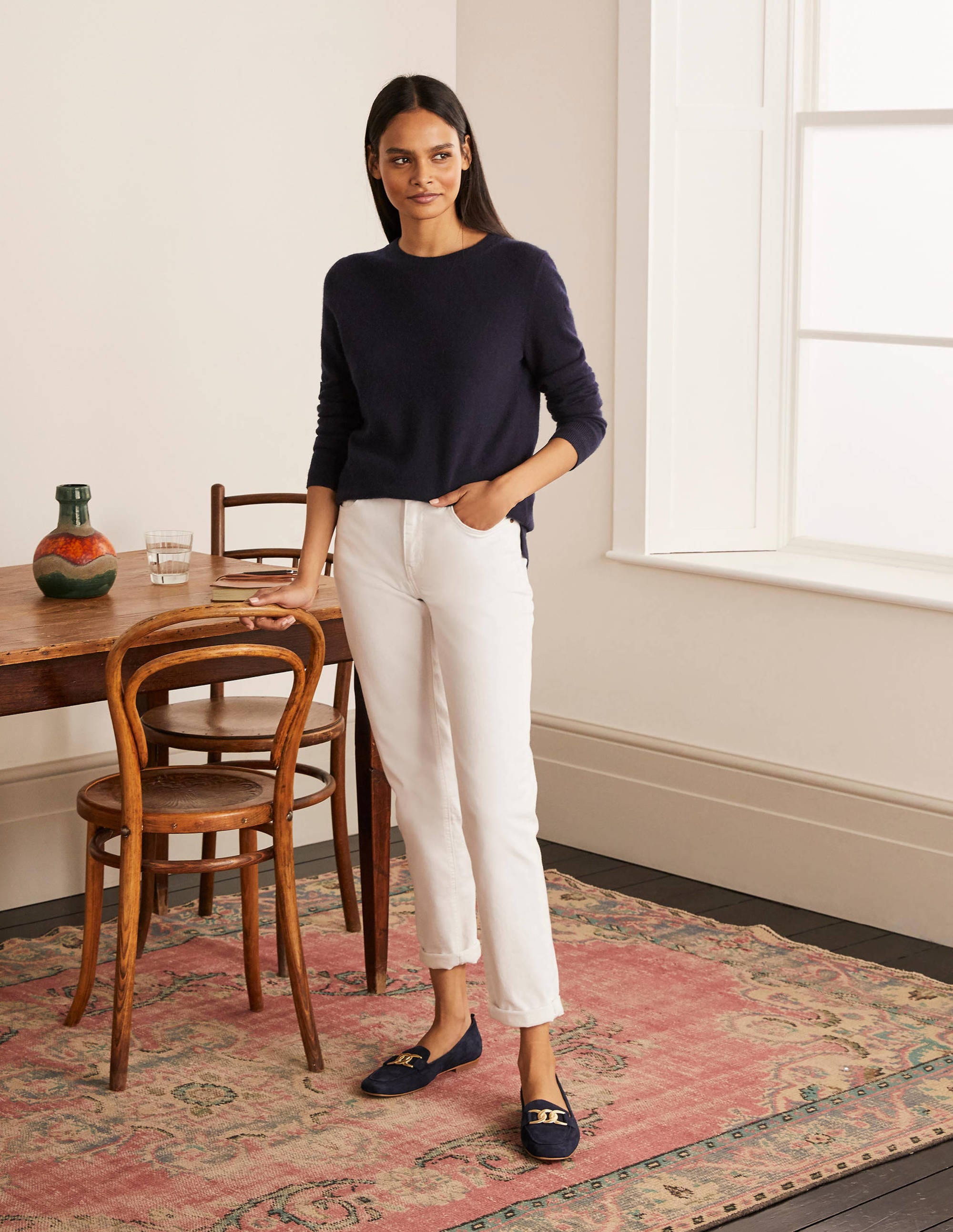 Cashmere Crew Neck Sweater-Navy - Image 2