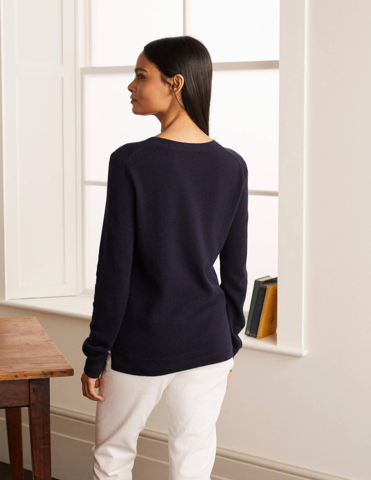 Cashmere Crew Neck Sweater-Navy - Image 3