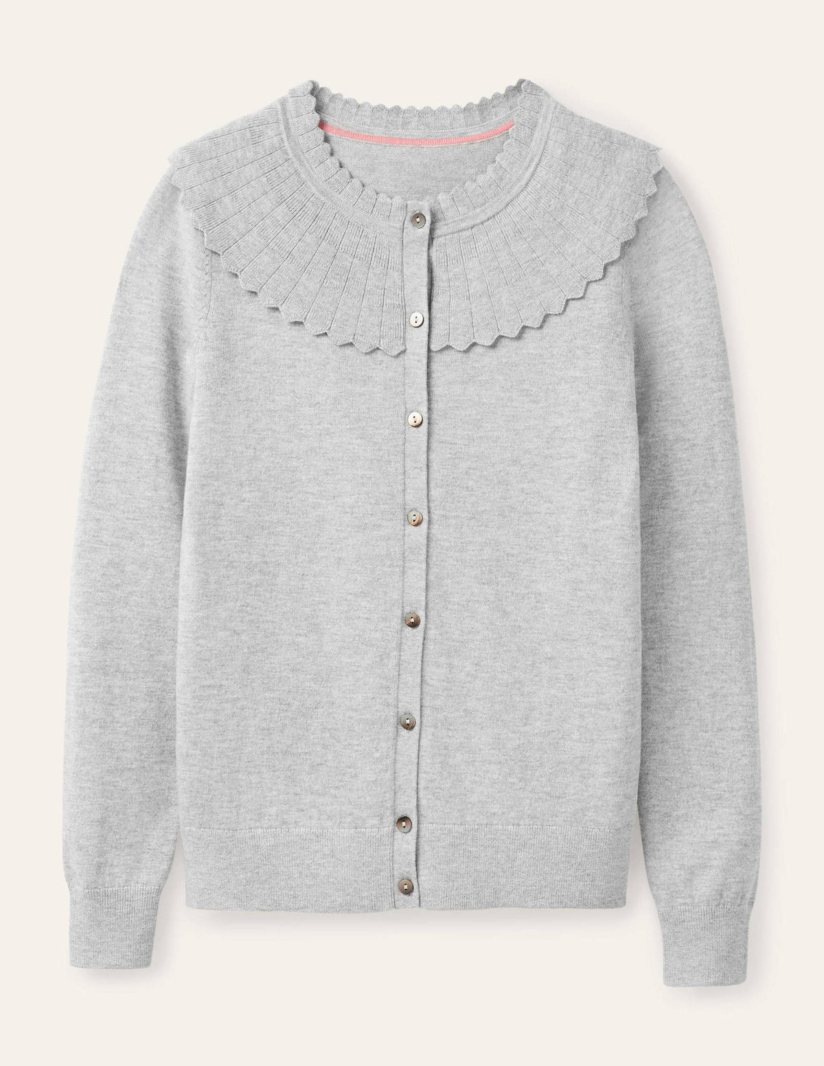 Abercorn Scallop Cardigan-Grey Melange - Image 5