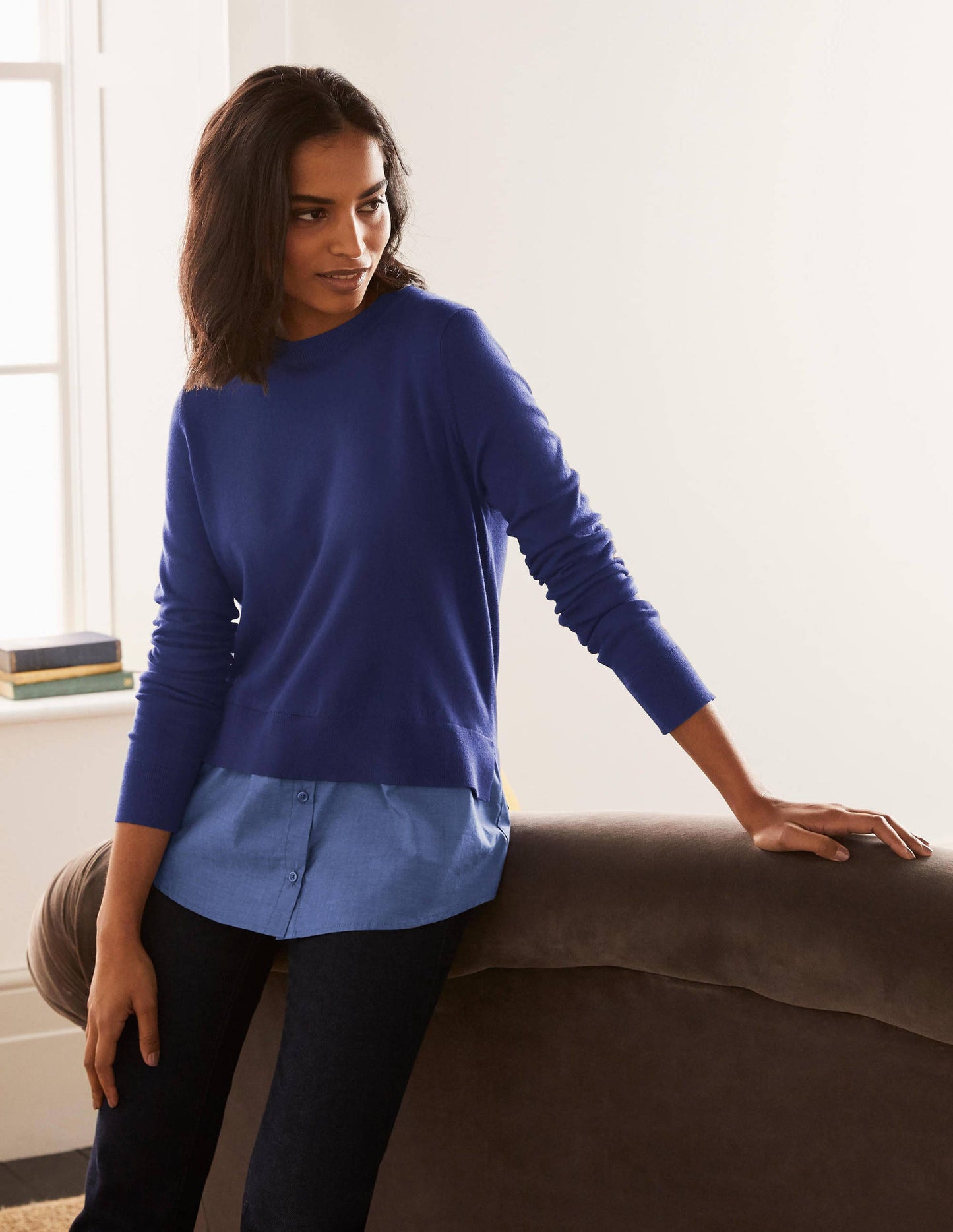 Radnor Woven Mix Sweater-Mariner Blue, Chambray