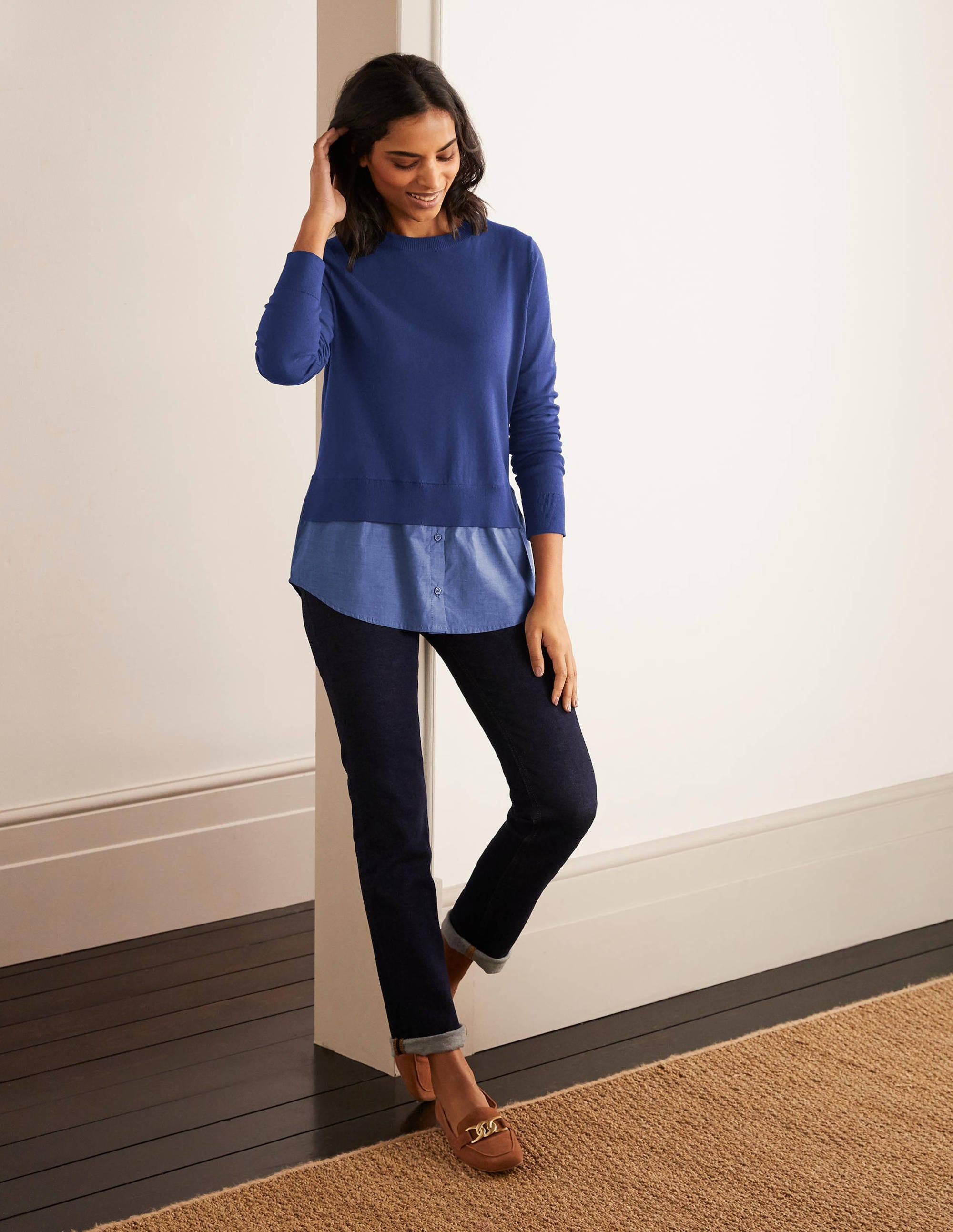Radnor Woven Mix Sweater-Mariner Blue, Chambray - Image 2