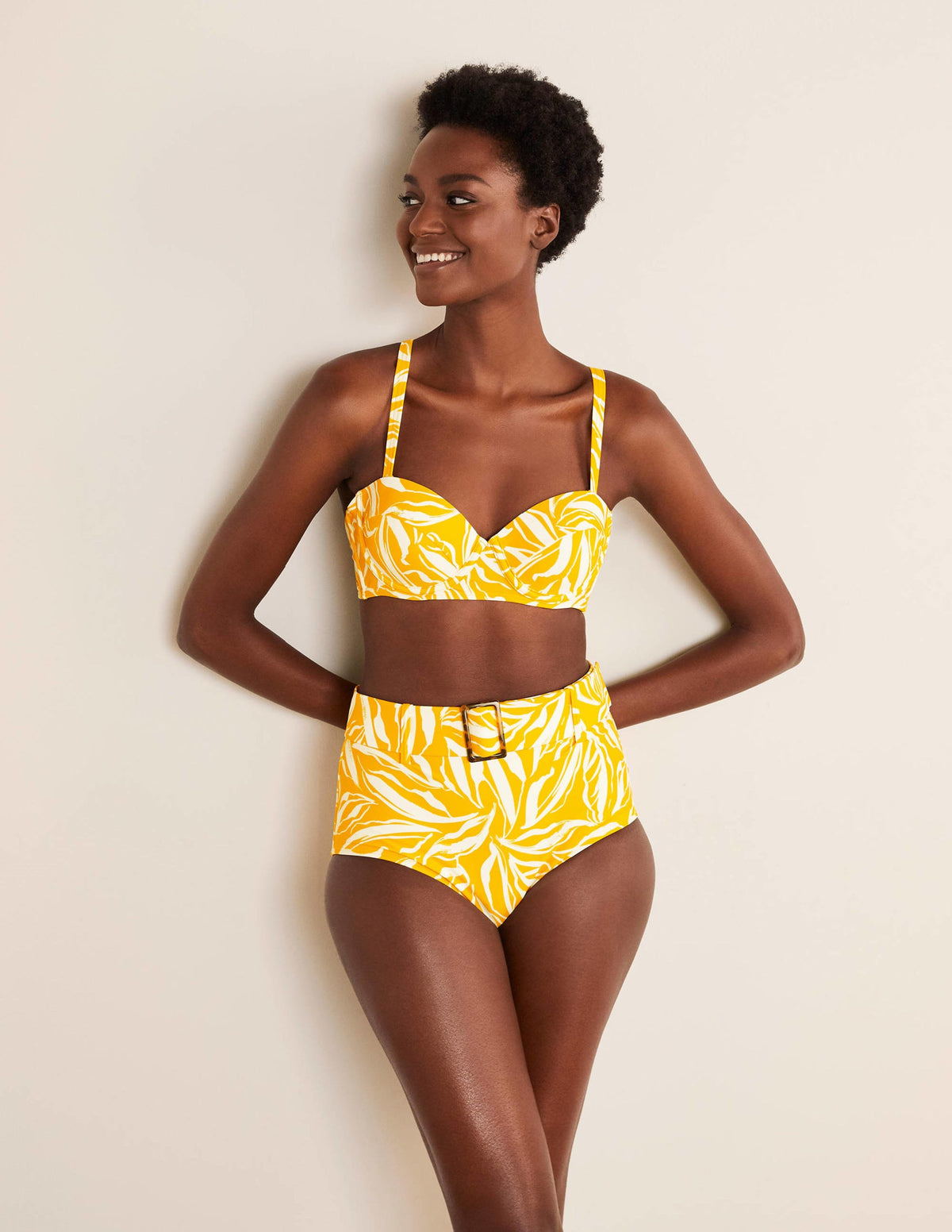 Kythira Cup-size Bikini Top-Chartreuse, Painted Foliage - Image 1