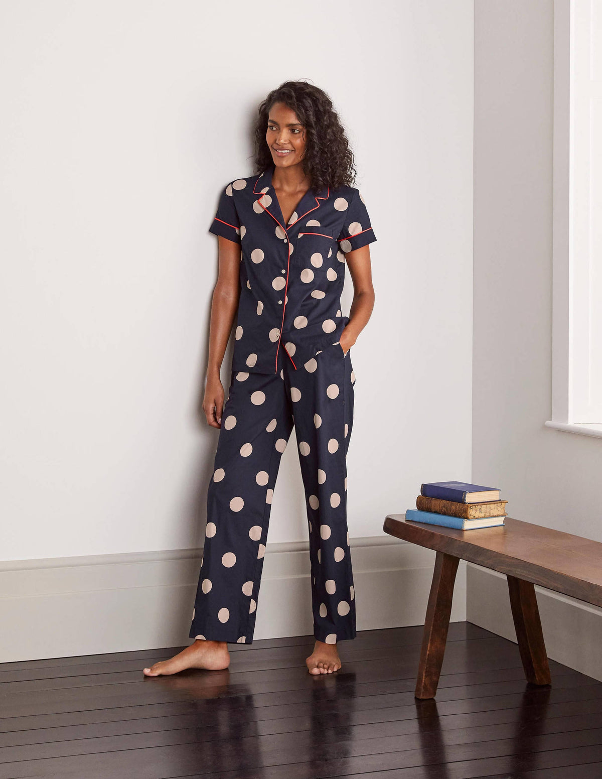 Phoebe PJ Shirt-French Navy, Regular Dot-2