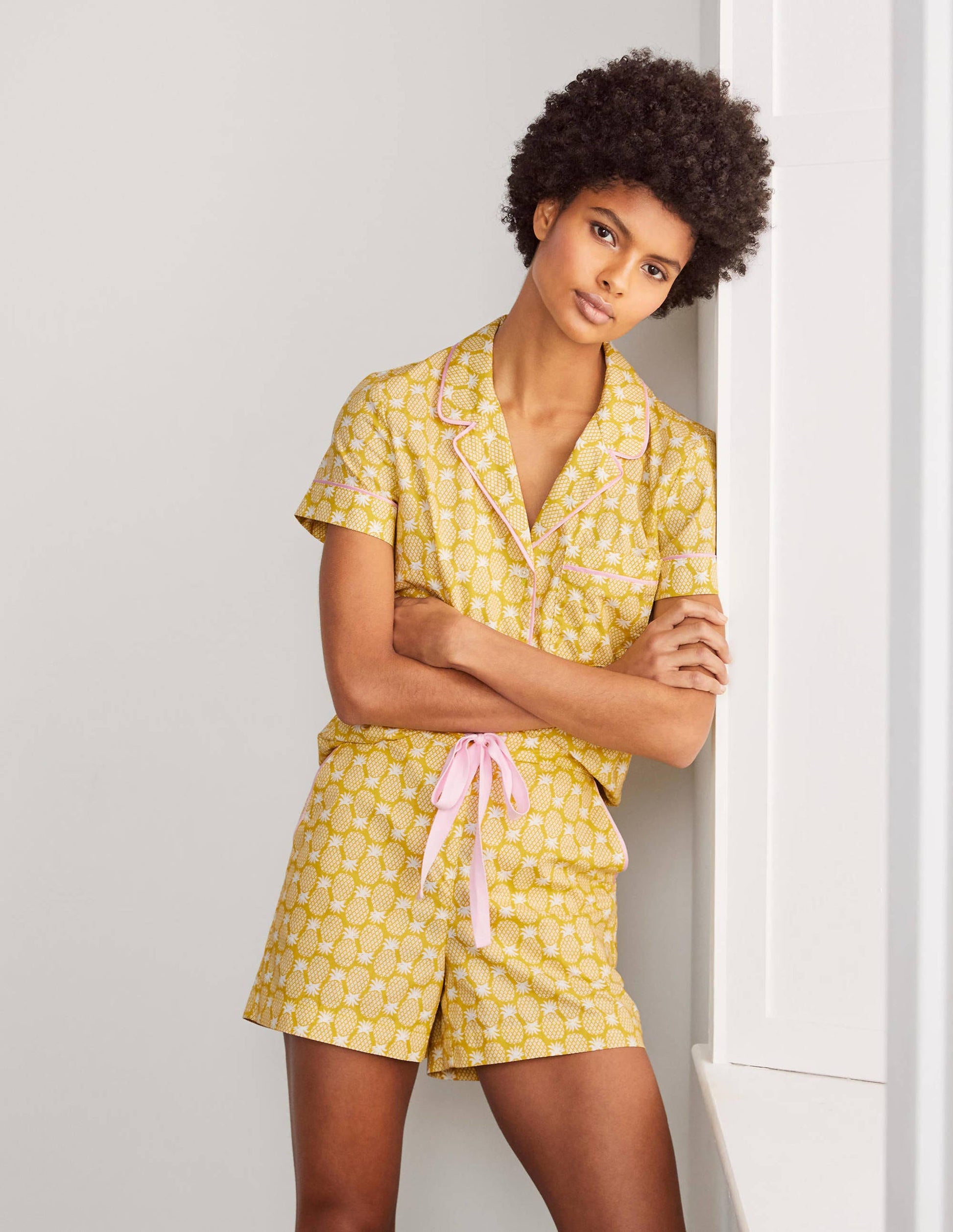 Phoebe PJ Shorts-Chartreuse, Pineapple Geo-4