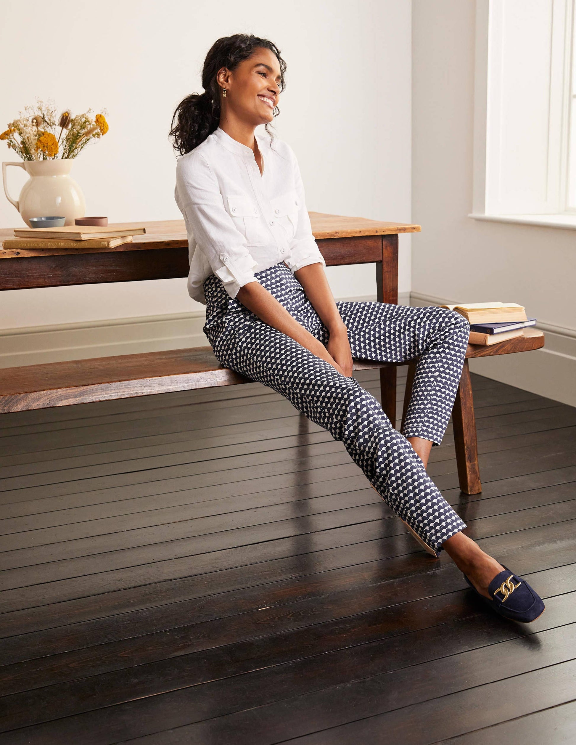 Pull On Pants-Navy, Scallop Row-2