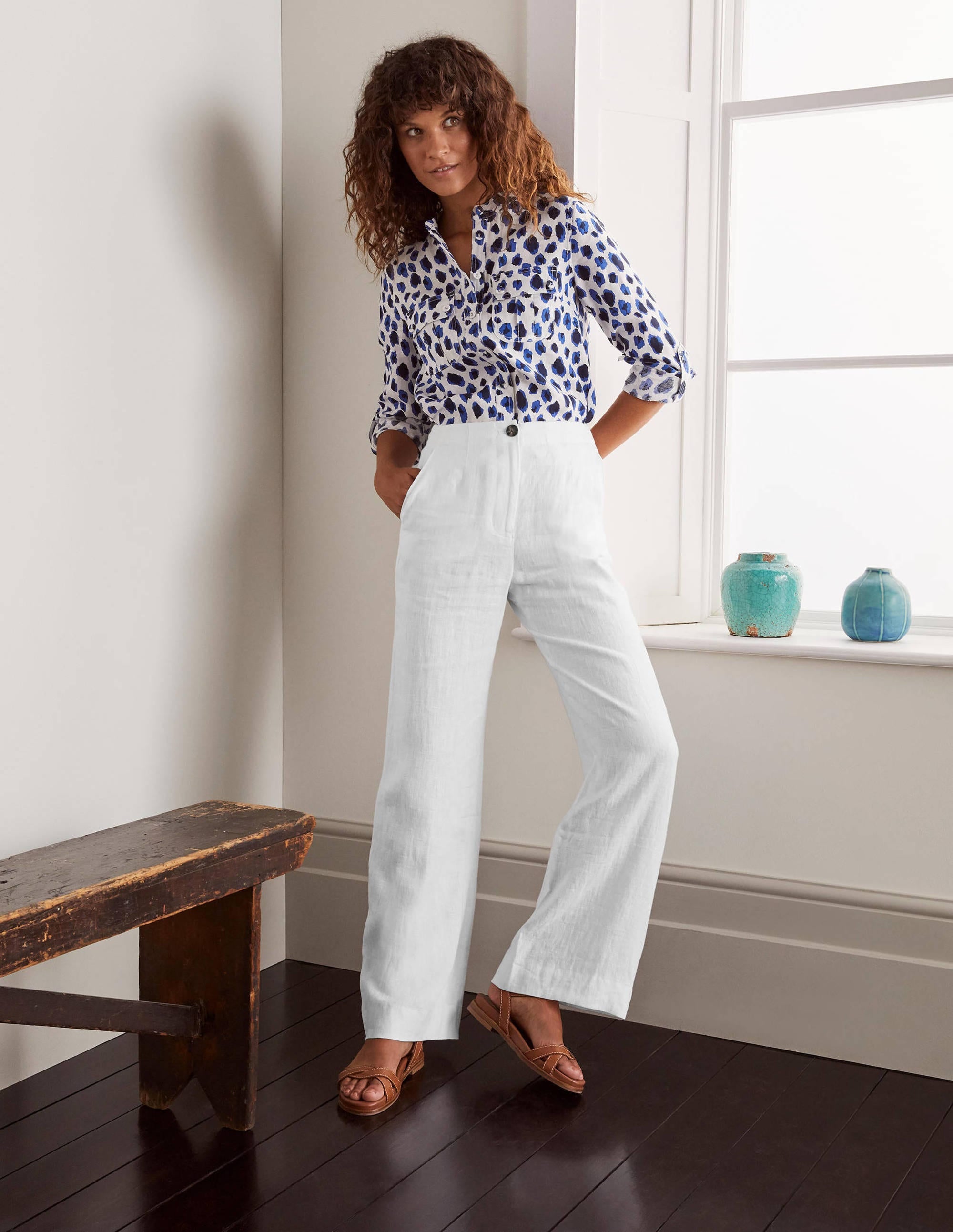 Eldon Linen Pants-White - Image 4