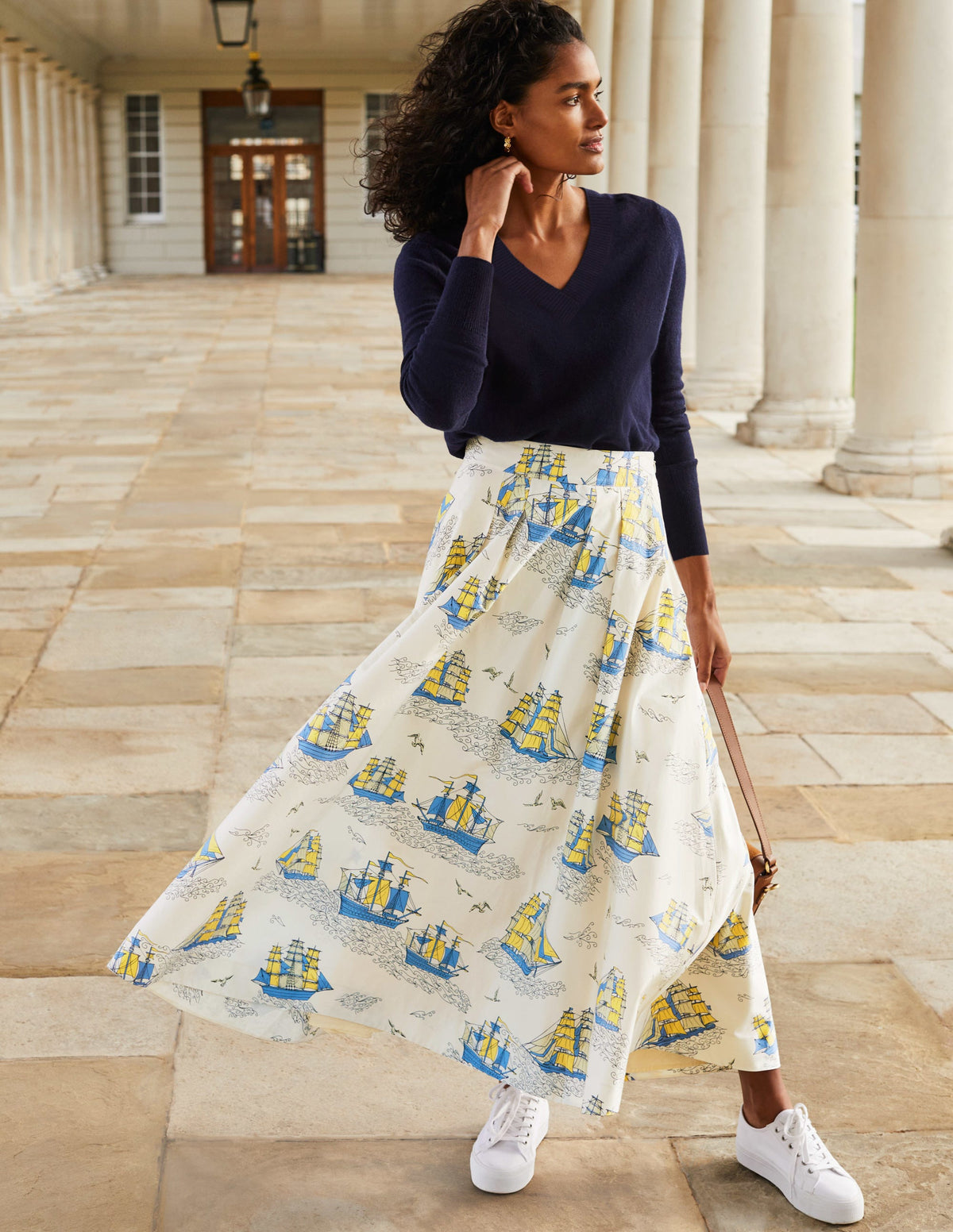 Livia Full Skirt-Ivory Nautical Voyage-4