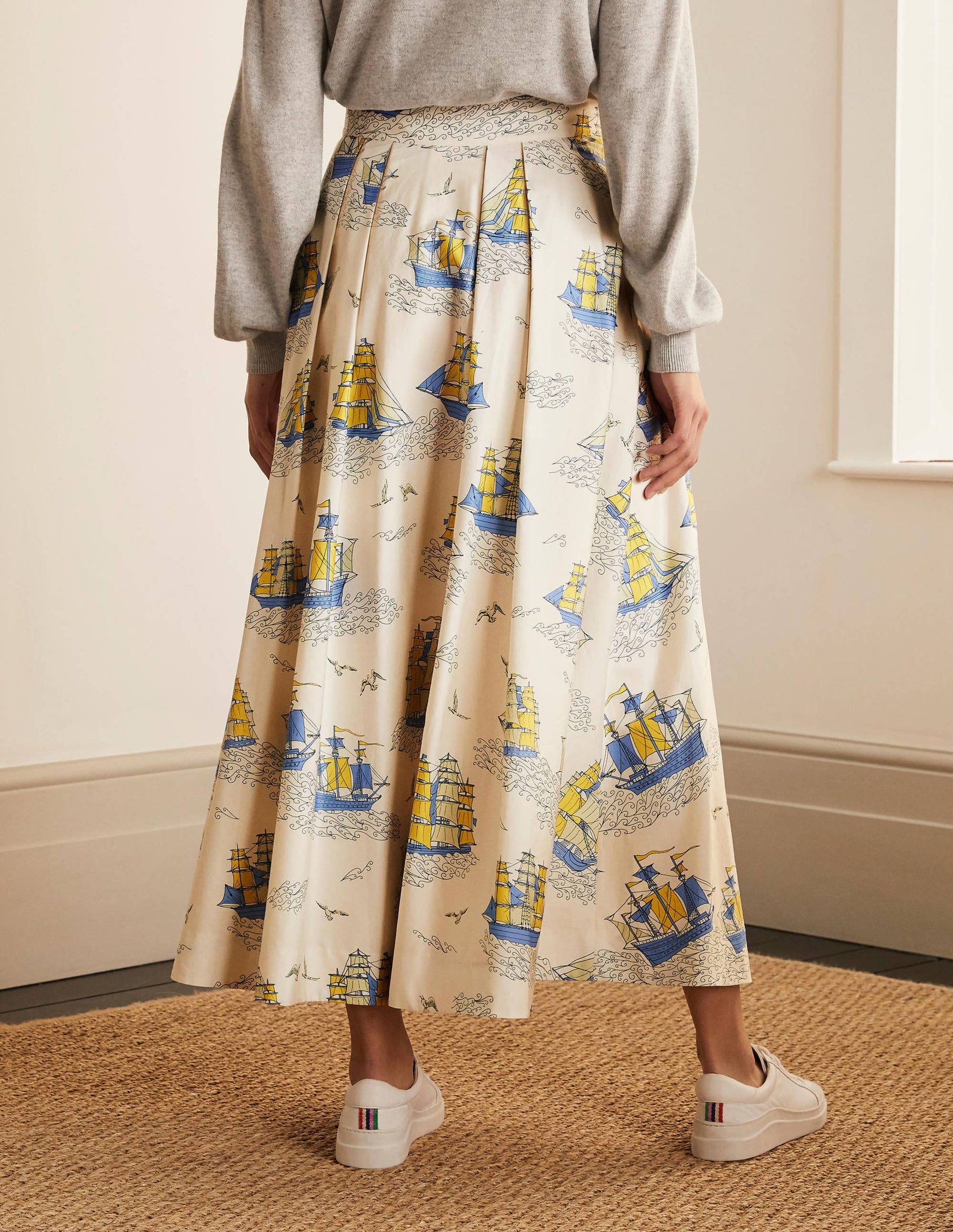 Livia Full Skirt-Ivory Nautical Voyage-2