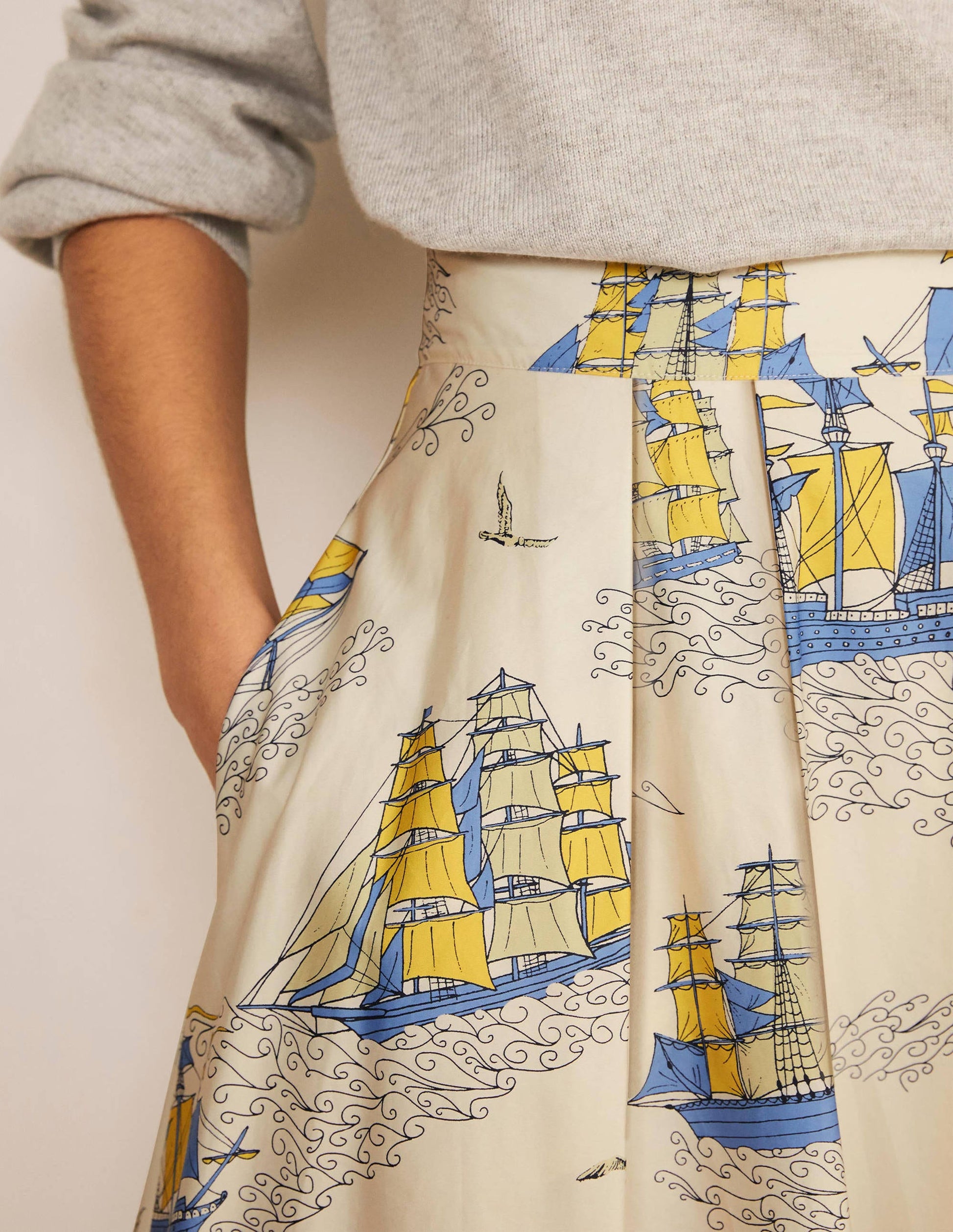 Livia Full Skirt-Ivory Nautical Voyage-3