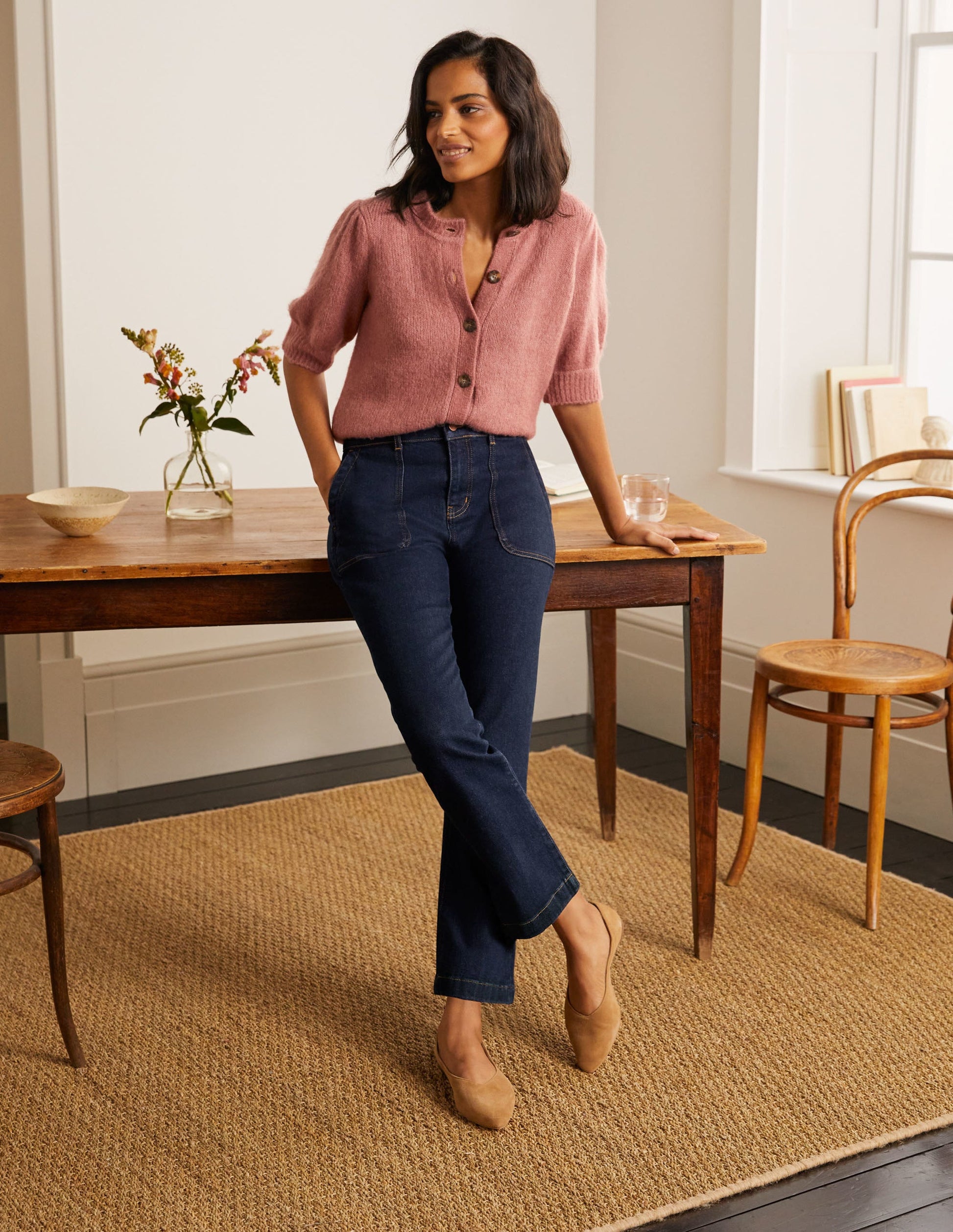 Utility Kick Flare Jeans-Indigo-5