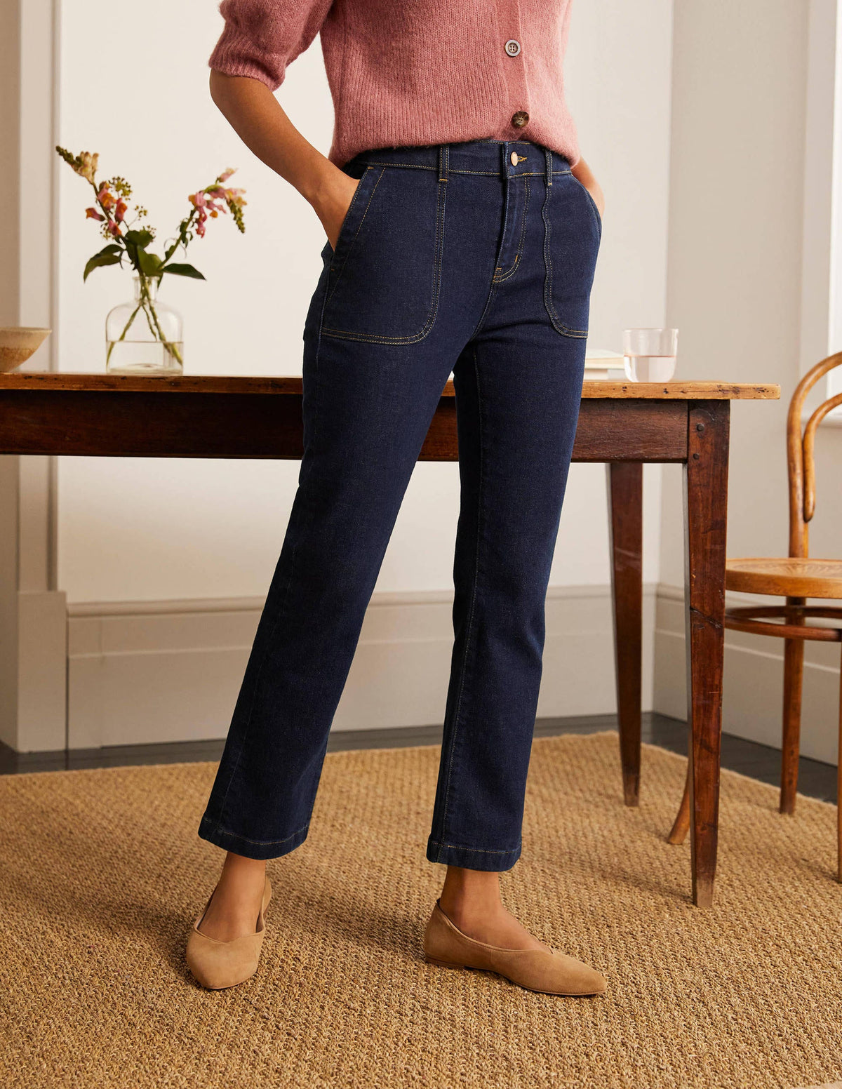 Utility Kick Flare Jeans-Indigo - Image 2