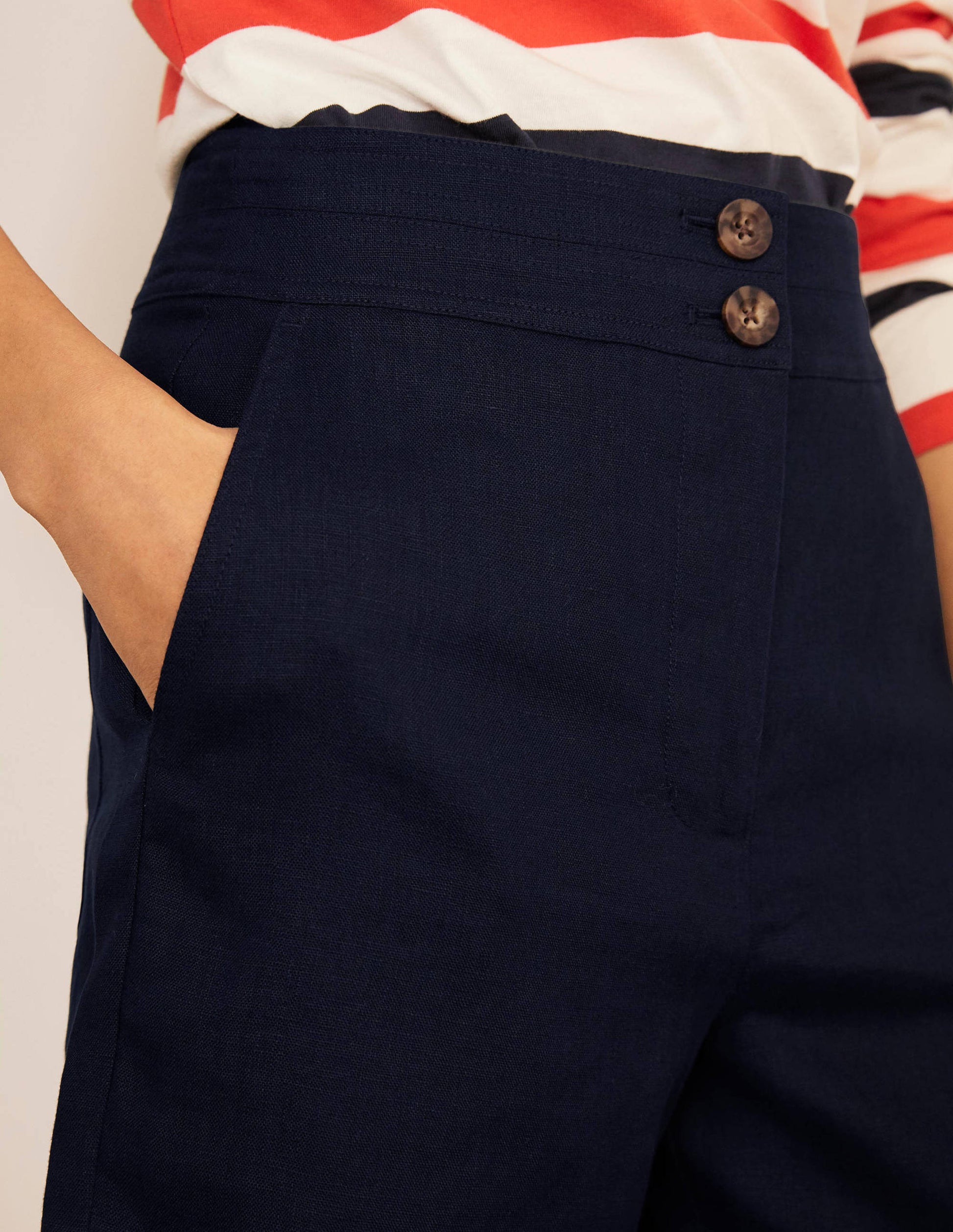 Cornwall Linen Shorts-Navy-3