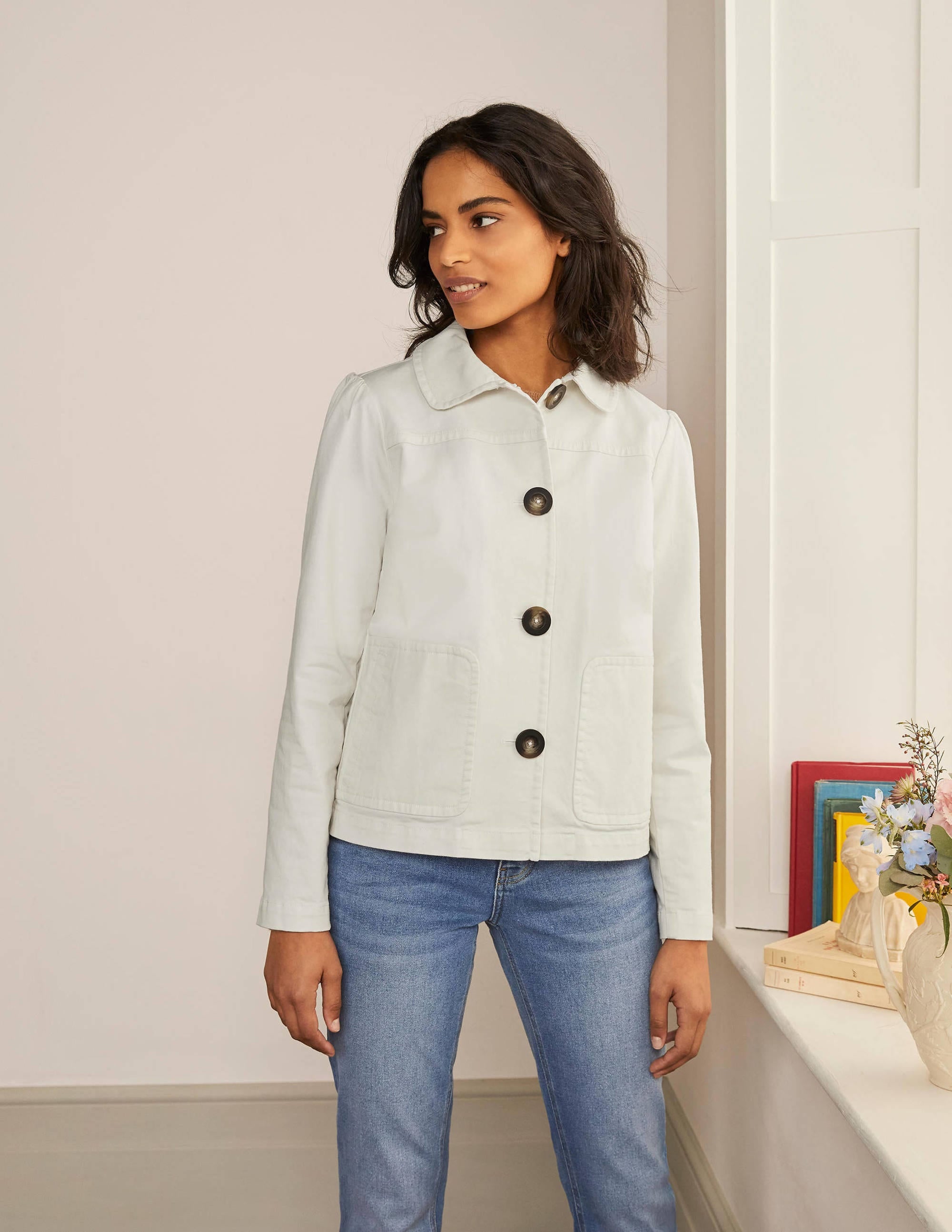 Pocket Detail Jacket-Ecru - Image 1