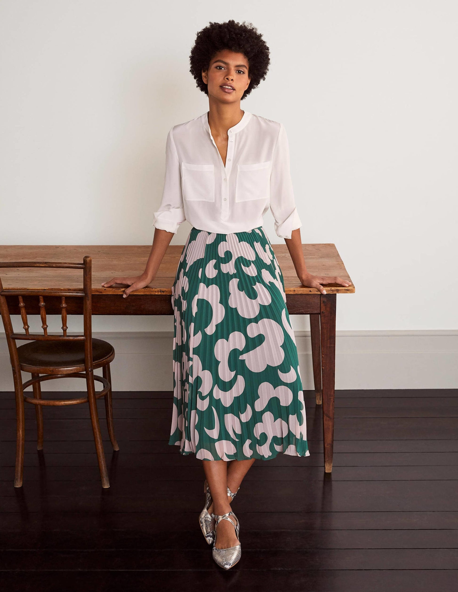 Silk Collarless Blouse-Ivory-1