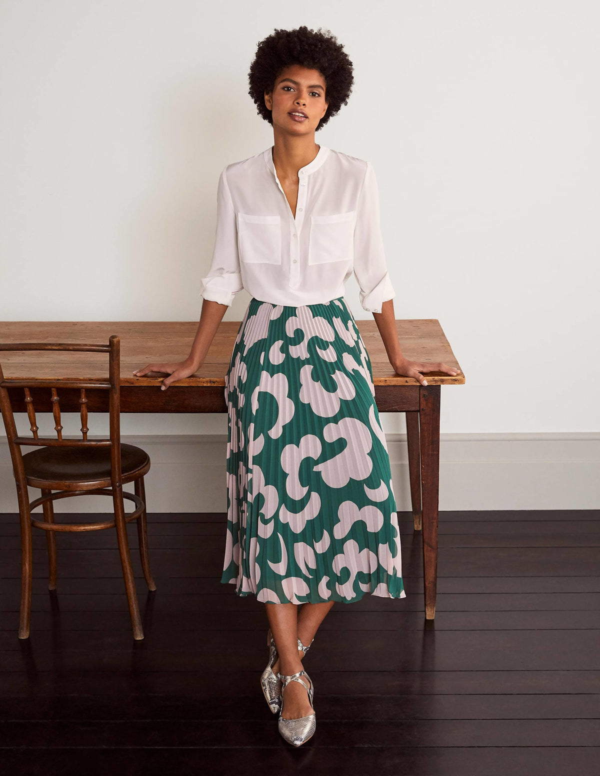 Silk Collarless Blouse-Ivory - Image 1