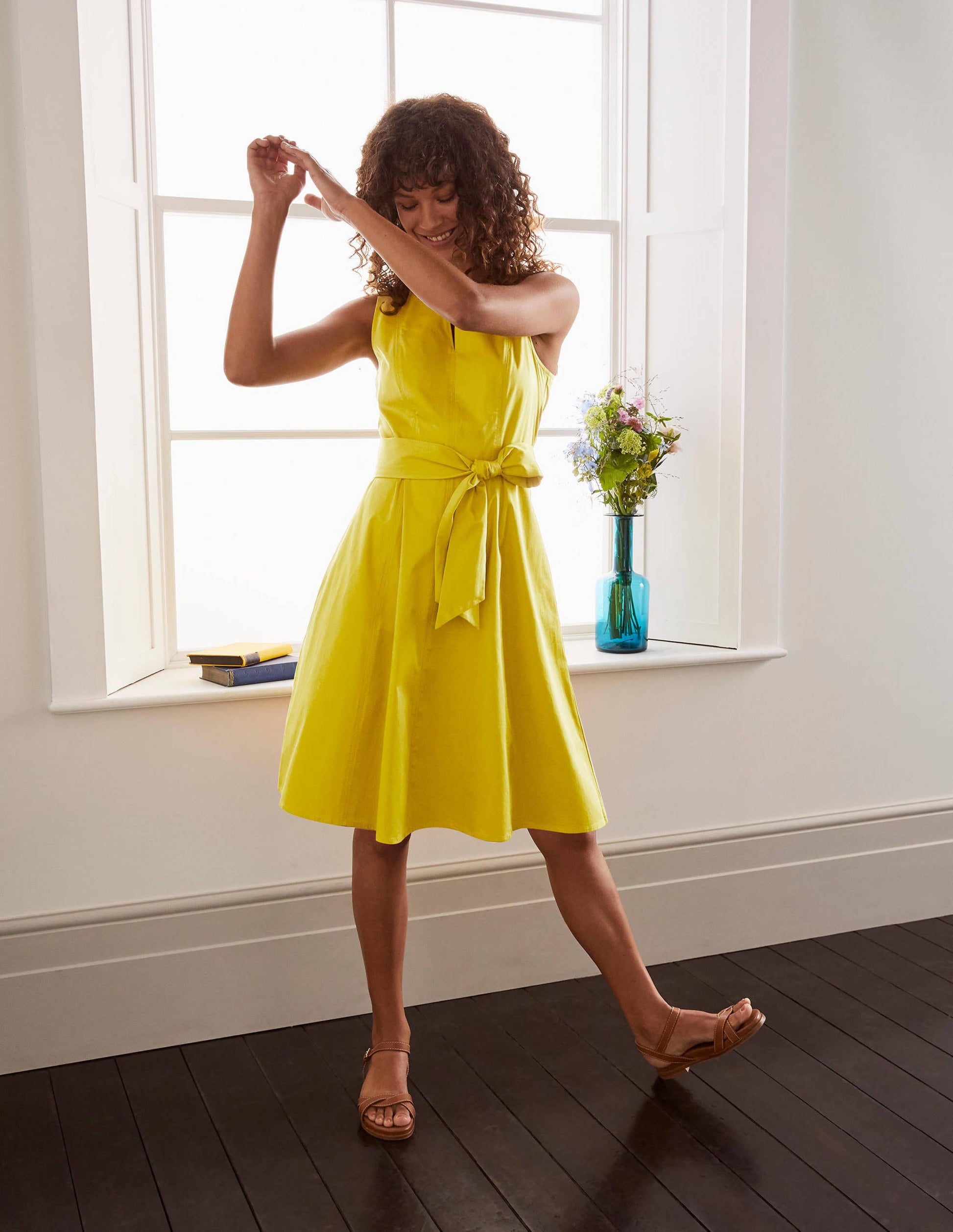 Mischa Belted Dress-Chartreuse-5