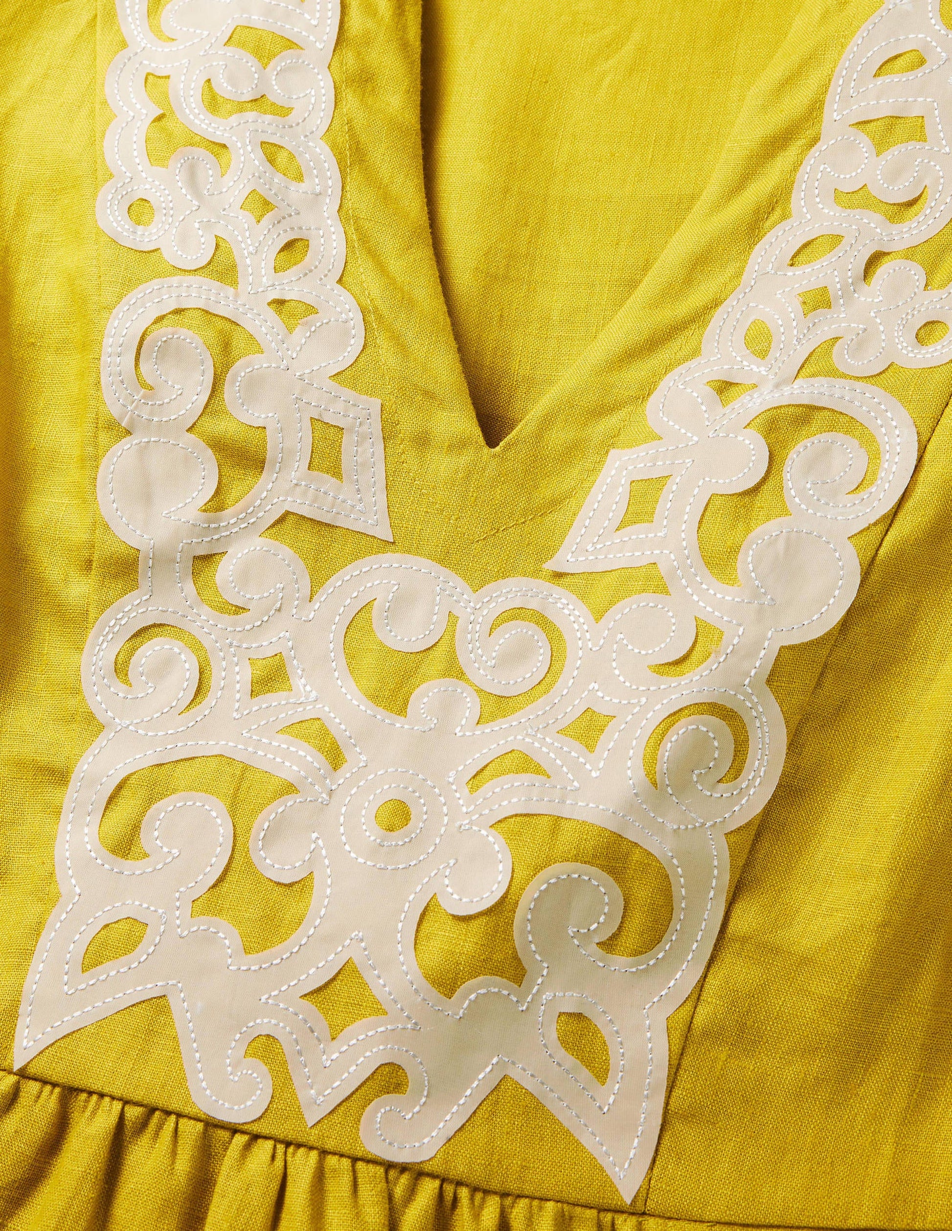 Leonie Linen Dress-Chartreuse-5