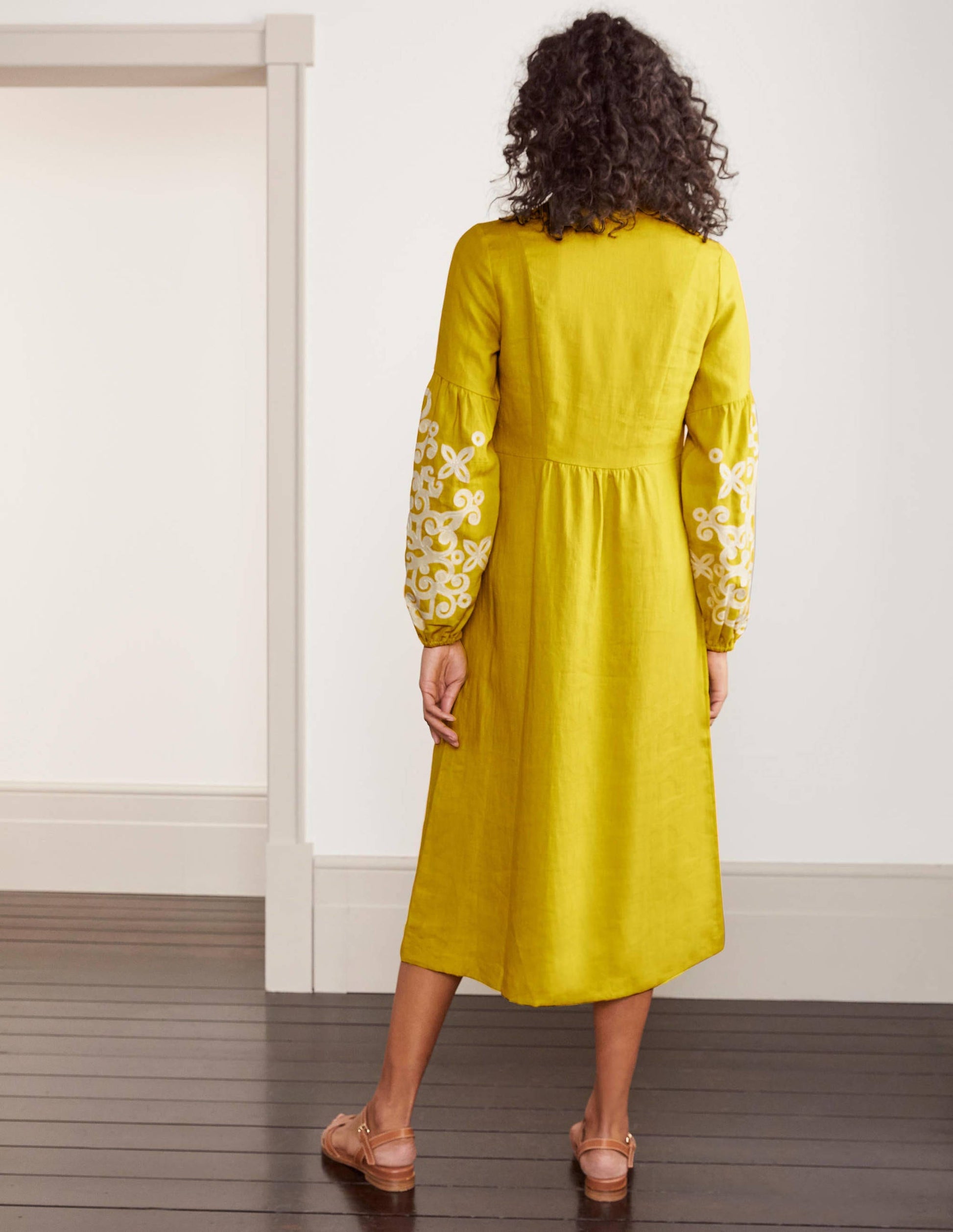 Leonie Linen Dress-Chartreuse-2