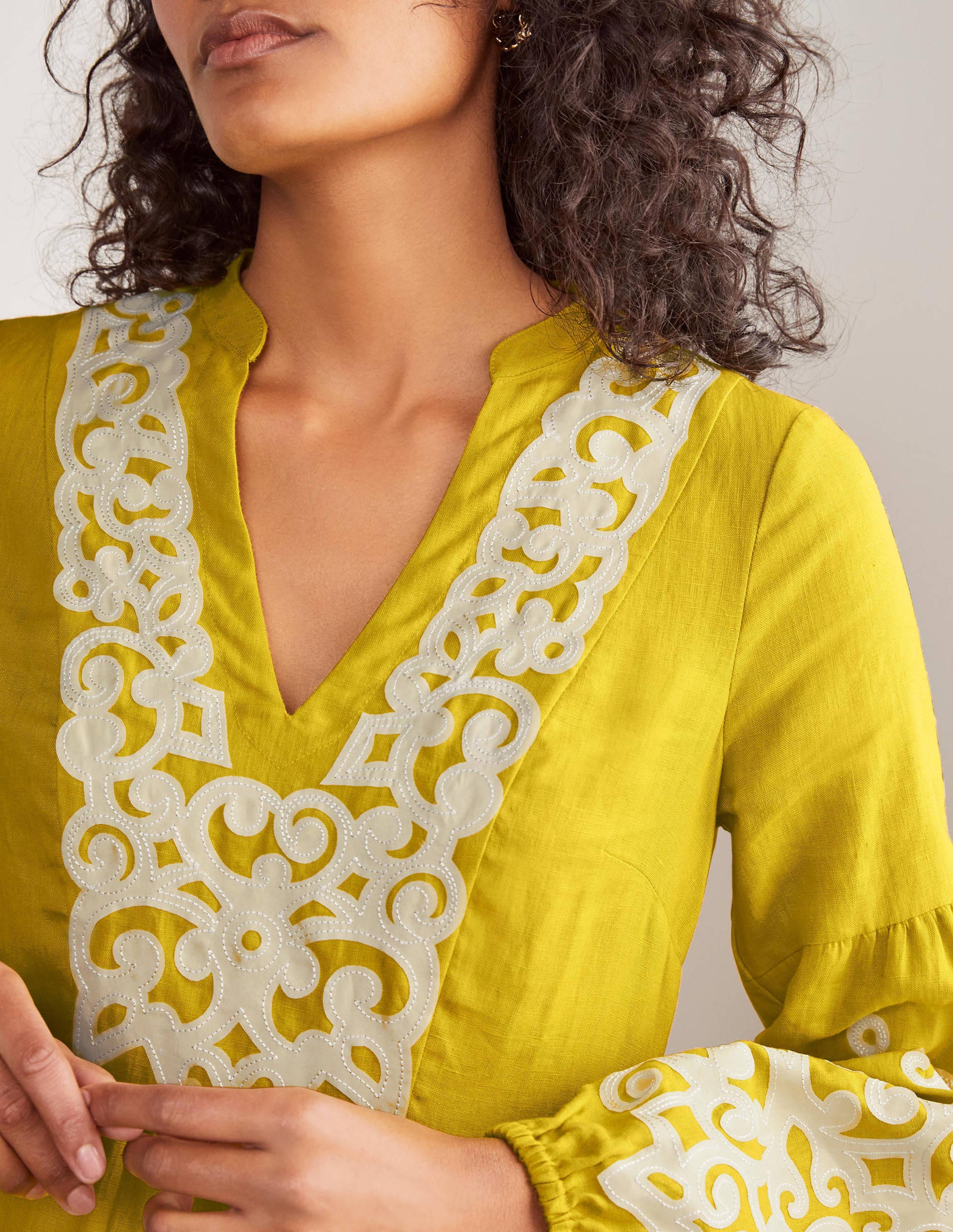 Leonie Linen Dress-Chartreuse - Image 3