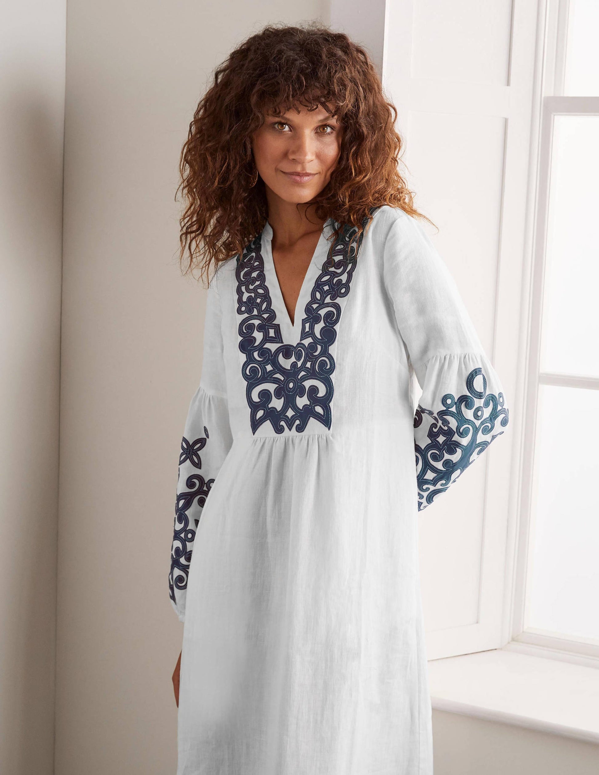Leonie Linen Dress-White-1