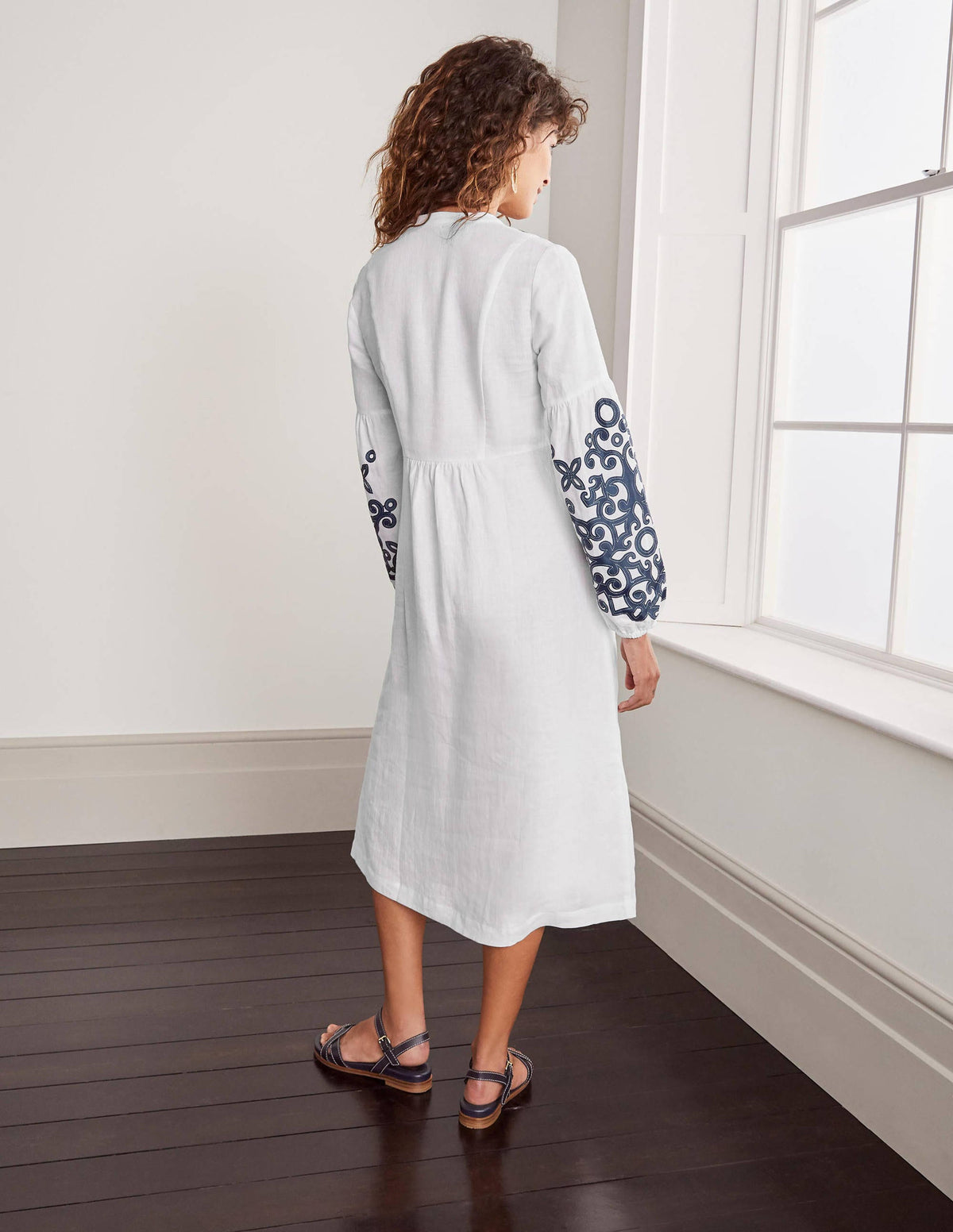 Leonie Linen Dress-White - Image 2