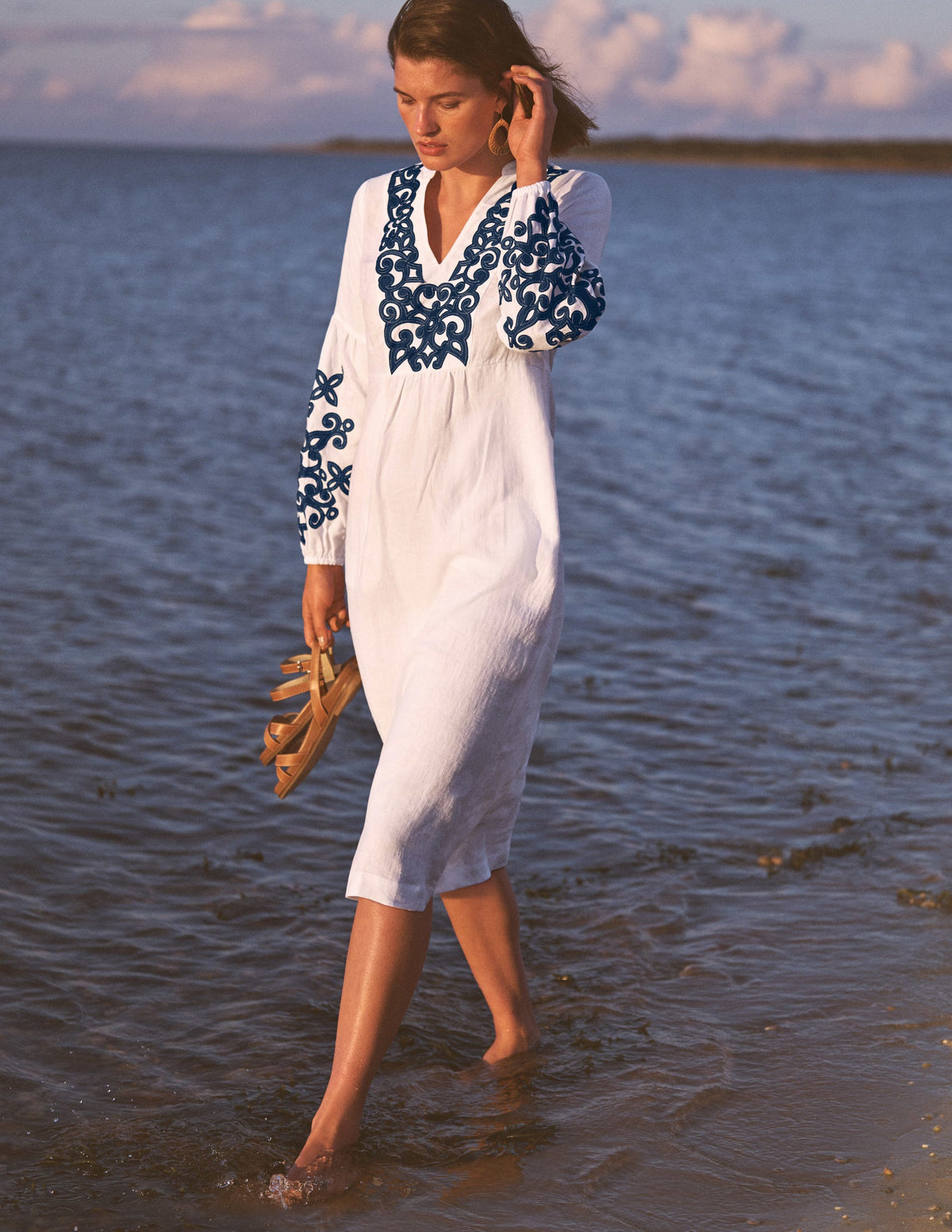 Leonie Linen Dress-White - Image 4