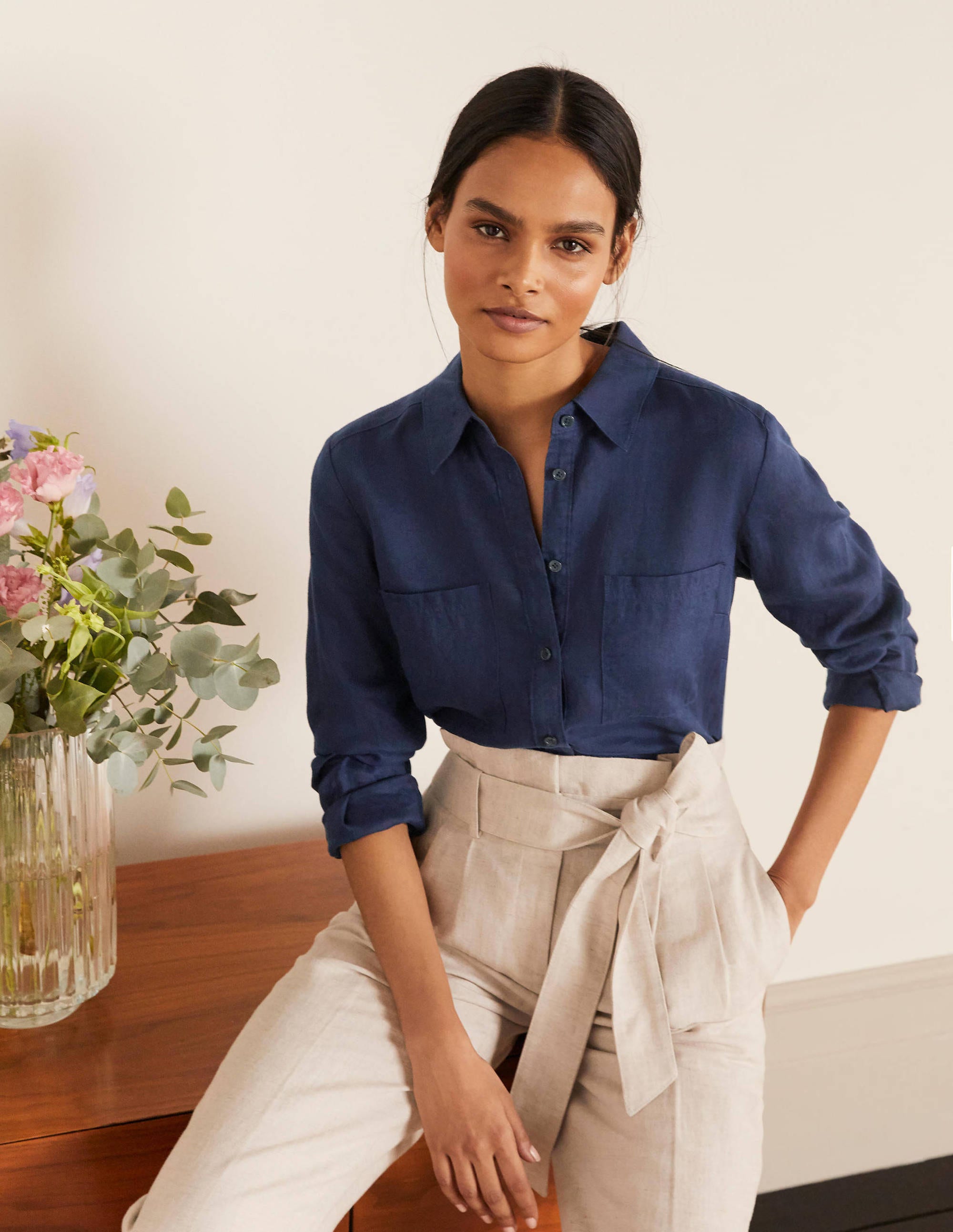 Linen Shirt-Navy - Image 3