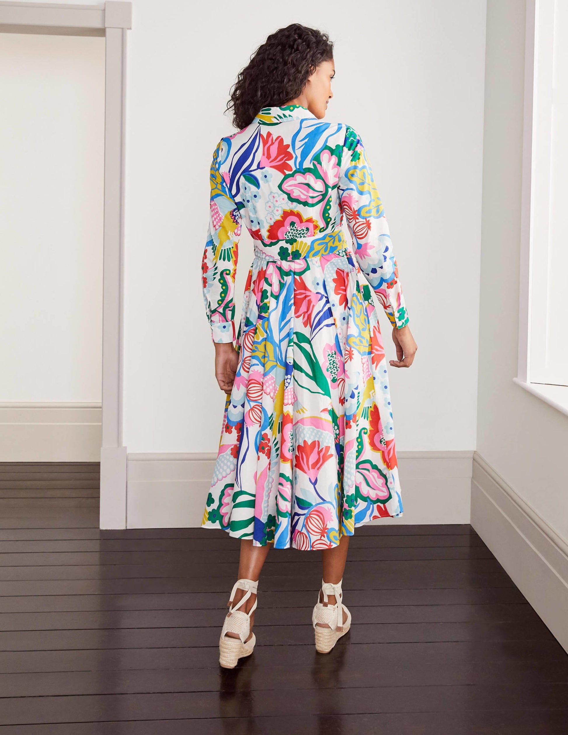 Kitty Midi Shirt Dress-Ivory, Exotic Escape-3