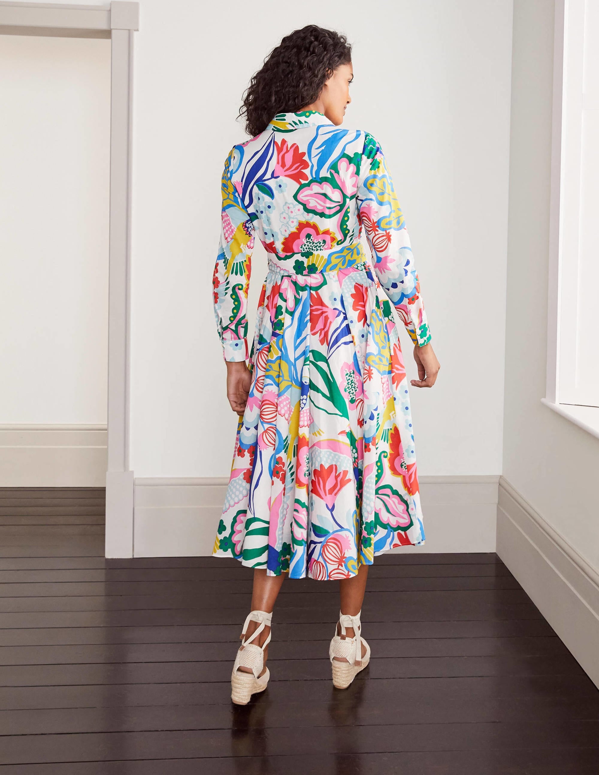 Kitty Midi Shirt Dress-Ivory, Exotic Escape - Image 3
