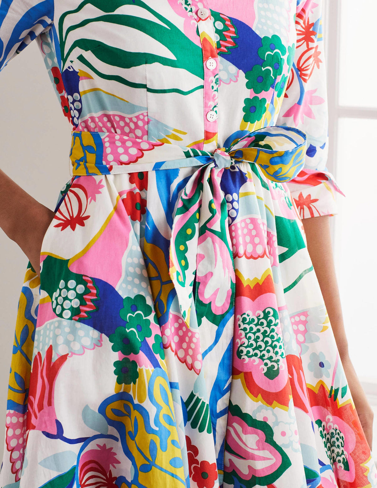 Kitty Midi Shirt Dress-Ivory, Exotic Escape-4