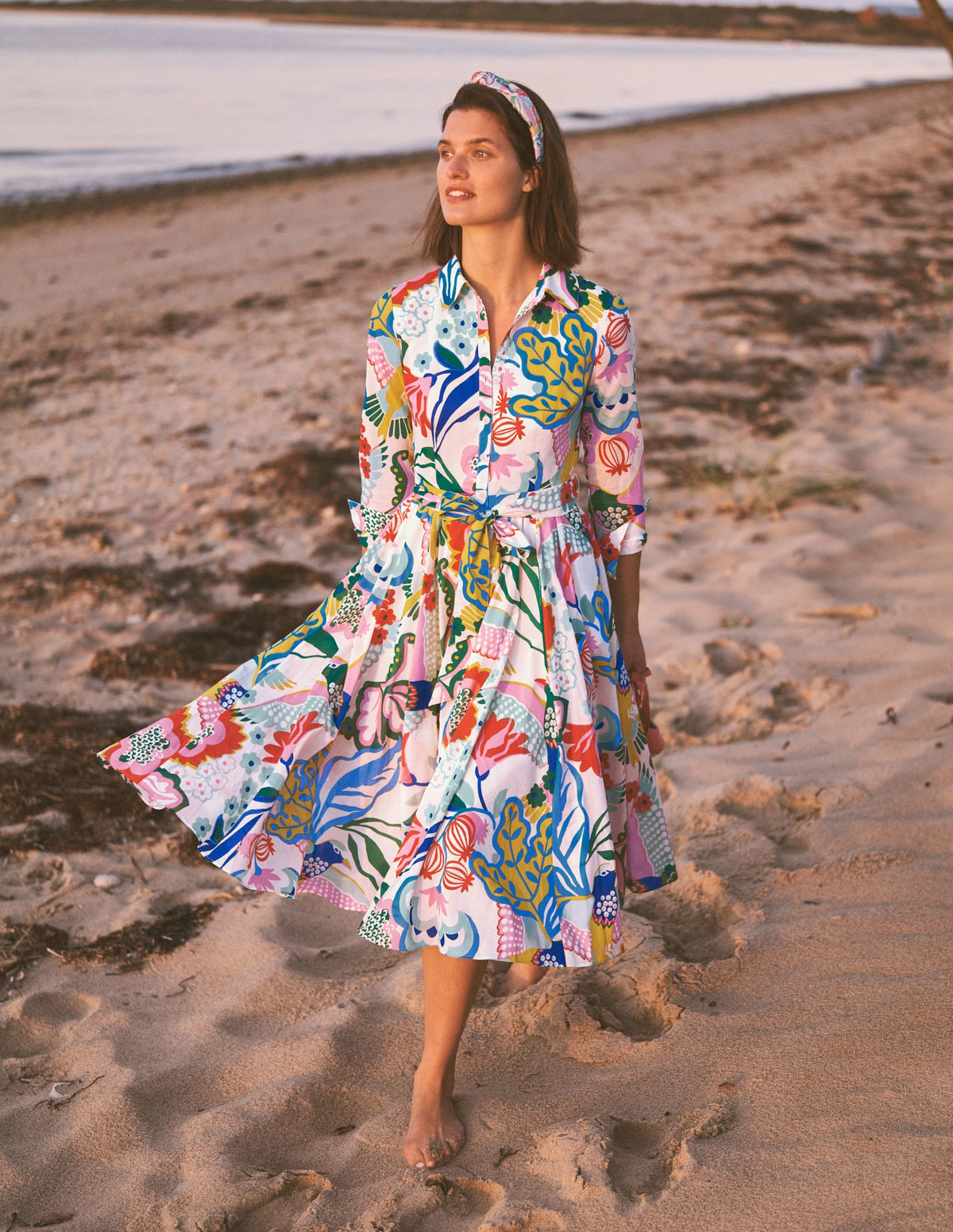 Kitty Midi Shirt Dress-Ivory, Exotic Escape-5