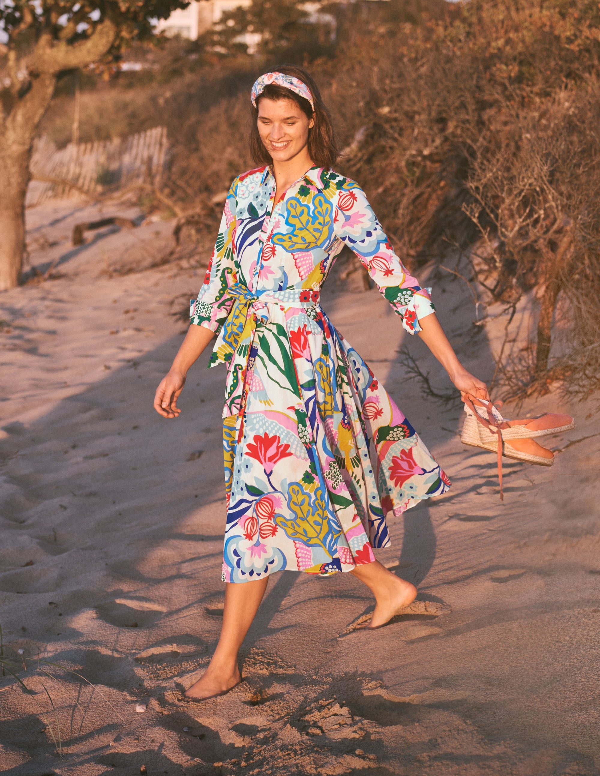 Kitty Midi Shirt Dress-Ivory, Exotic Escape - Image 6