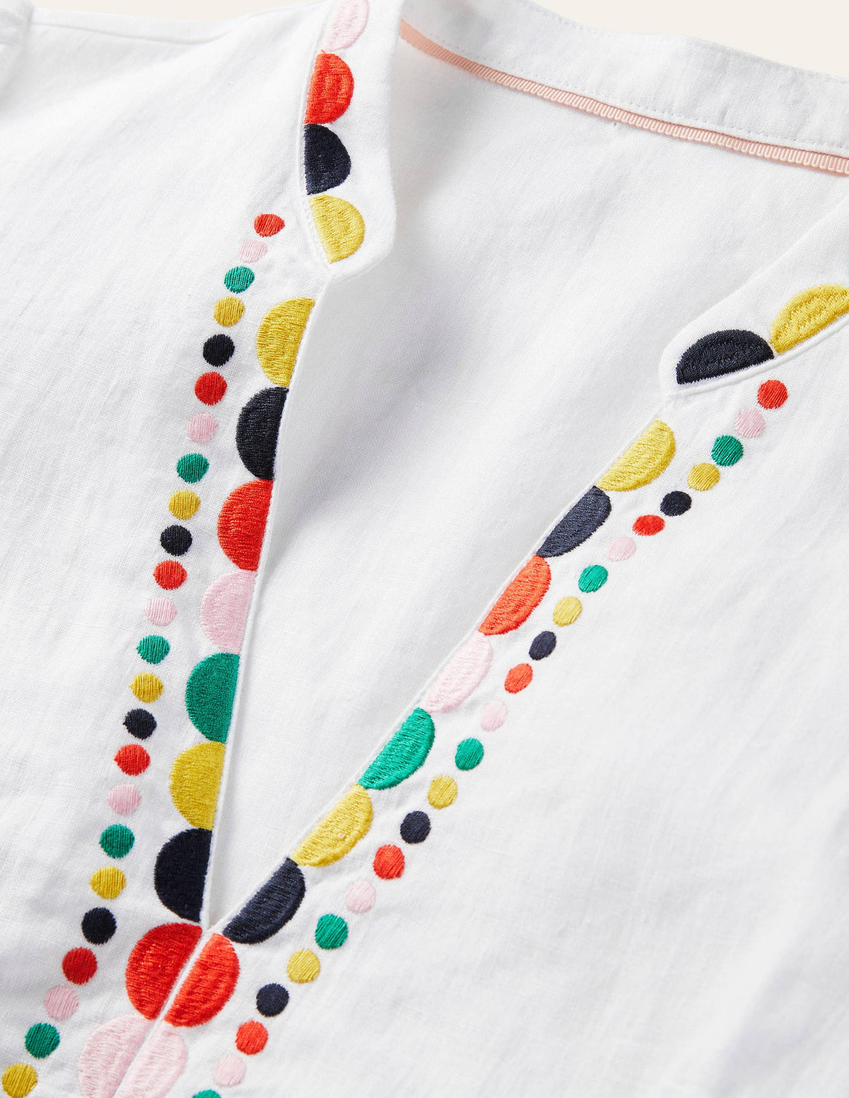 Dakota Embroidered Linen Dress-White-5