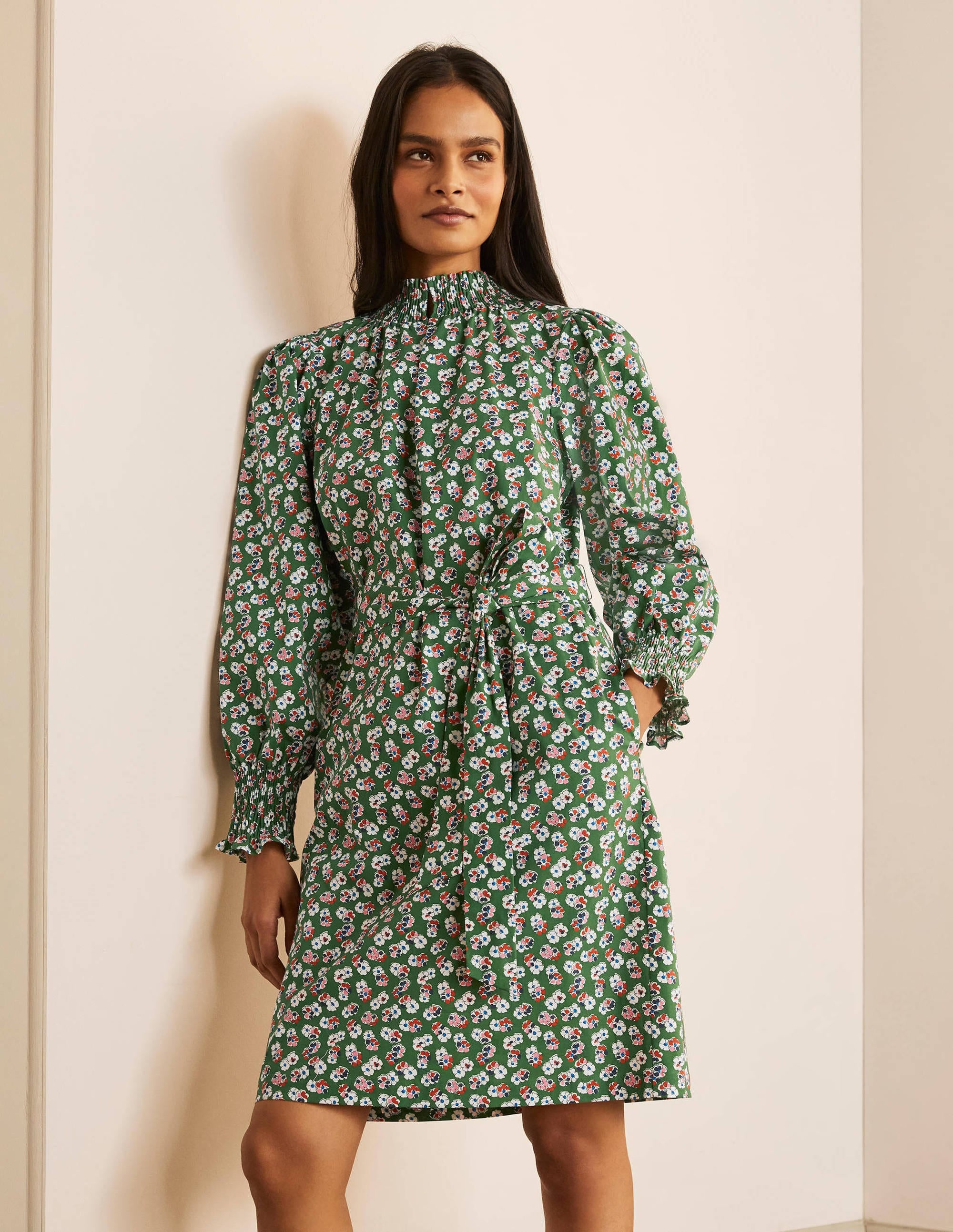 Ellie Smocked Dress-Broad Bean, Painted Ditsy - Image 4