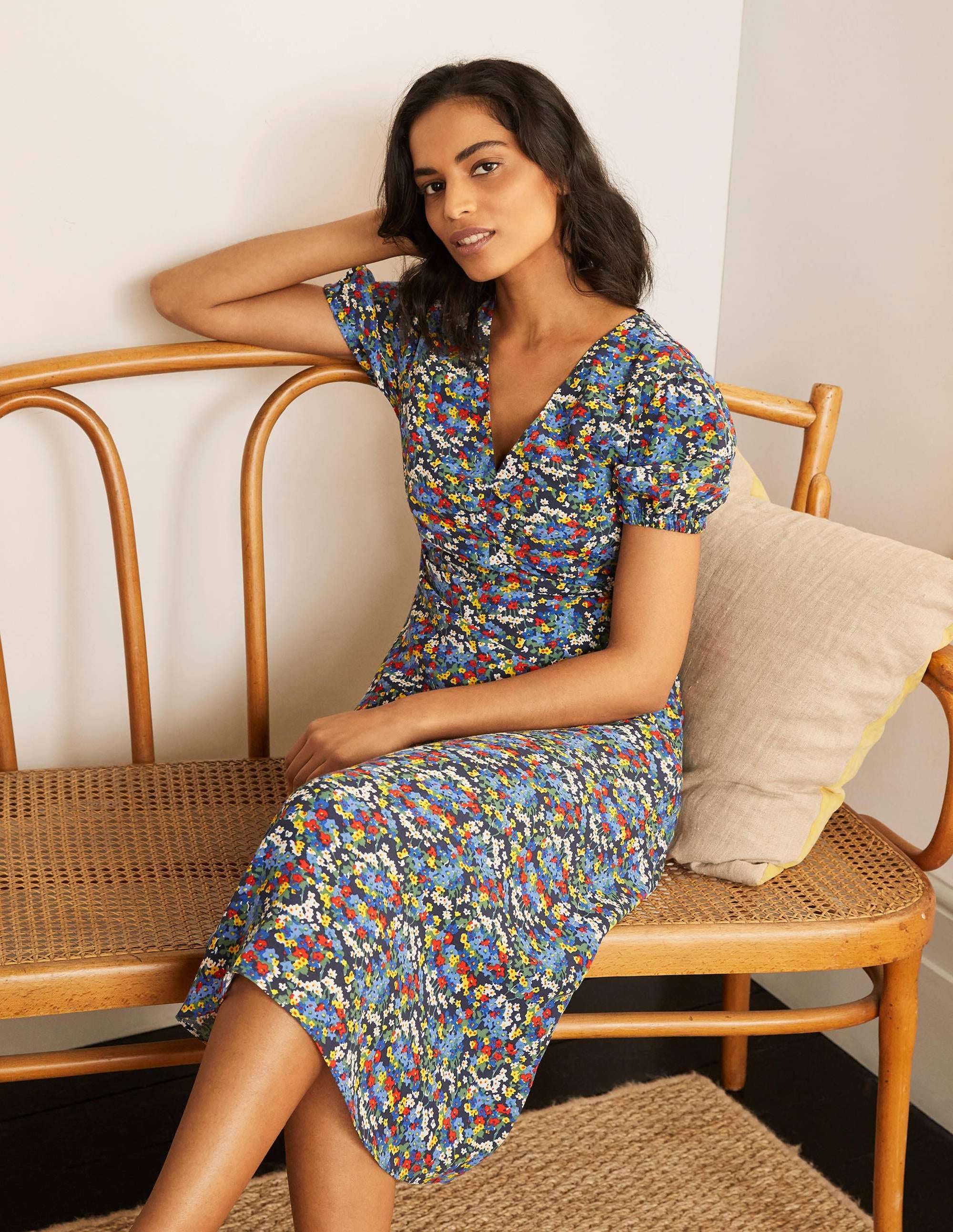 Tessa Midi Dress-French Navy/Broad Bean, Ditsy - Image 5