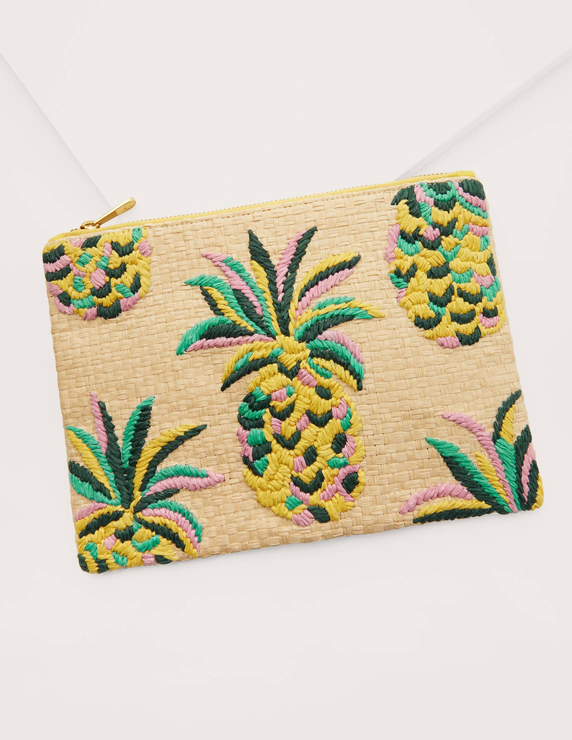 Embroidered Raffia Keepsake-Natural Pineapple-1