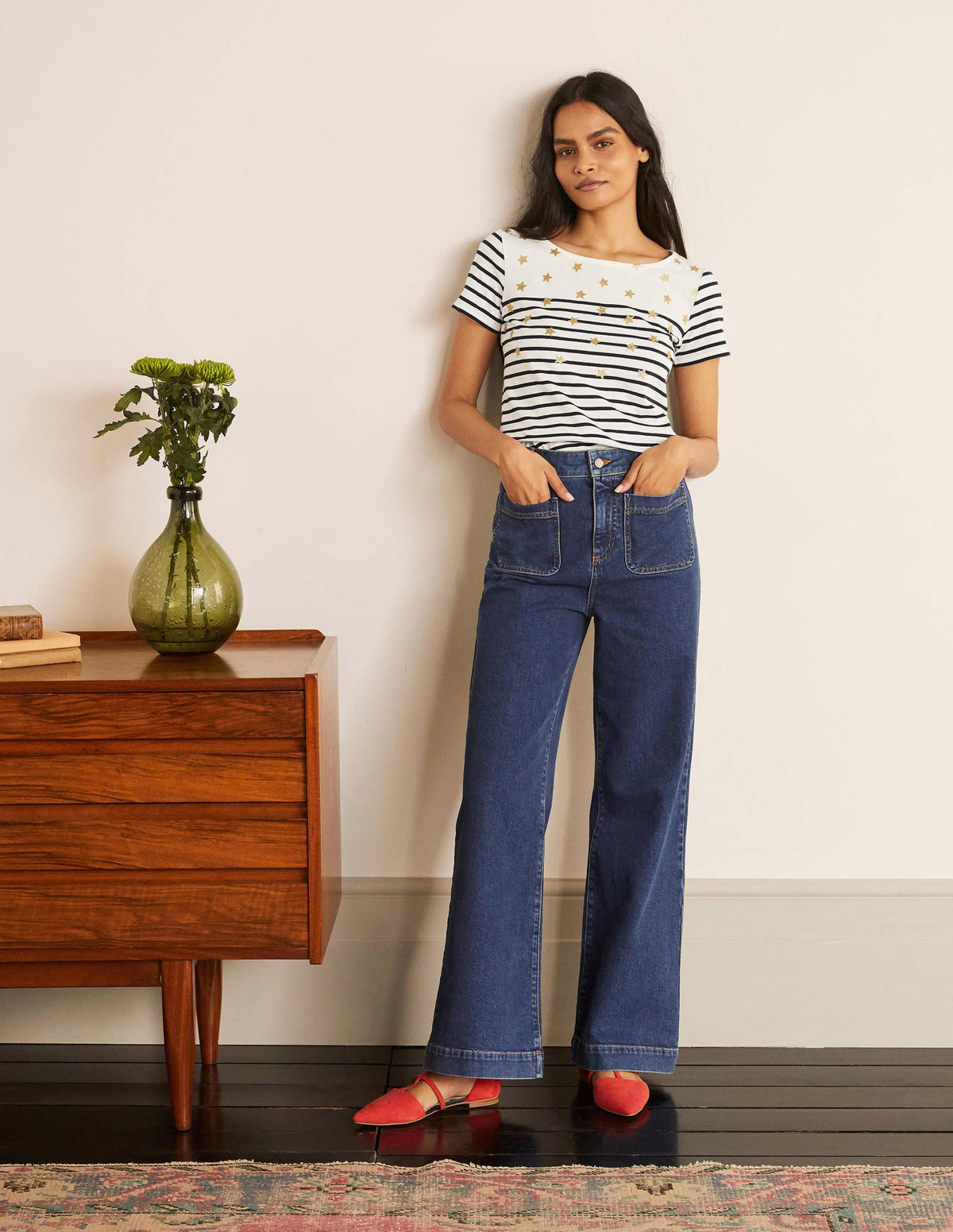 Short Sleeve Breton T-Shirt-Star Scatter Placement-2