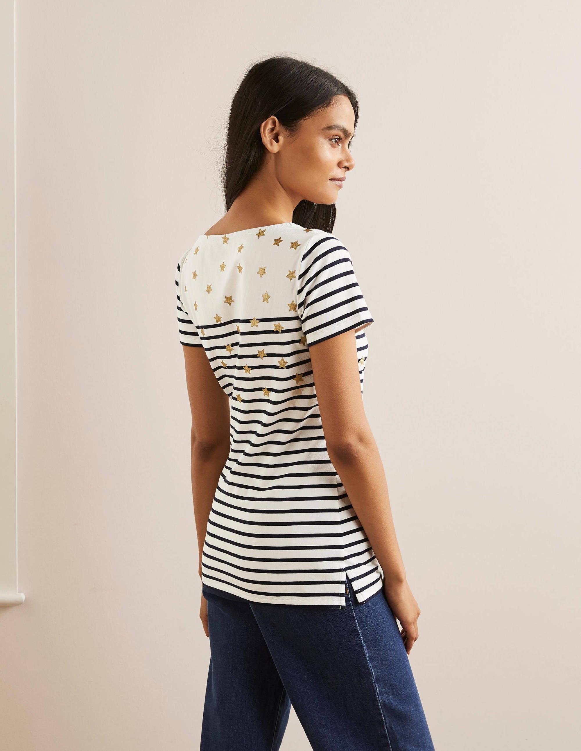 Short Sleeve Breton T-Shirt-Star Scatter Placement - Image 3