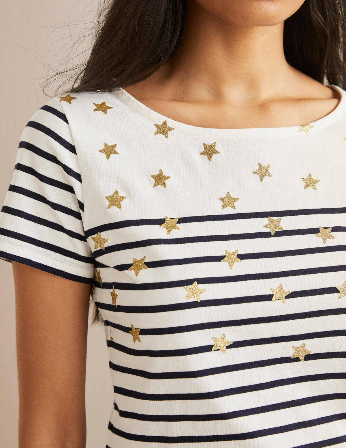 Short Sleeve Breton T-Shirt-Star Scatter Placement-4