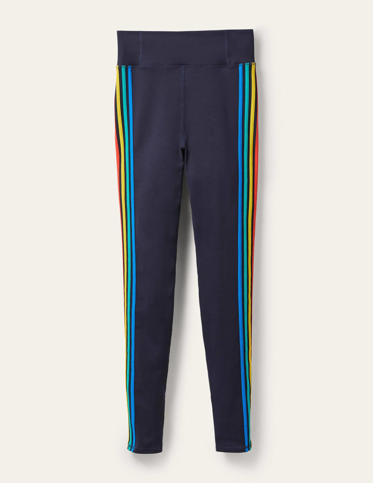 High Waisted Leggings-Navy, Multi Side Stripe-7