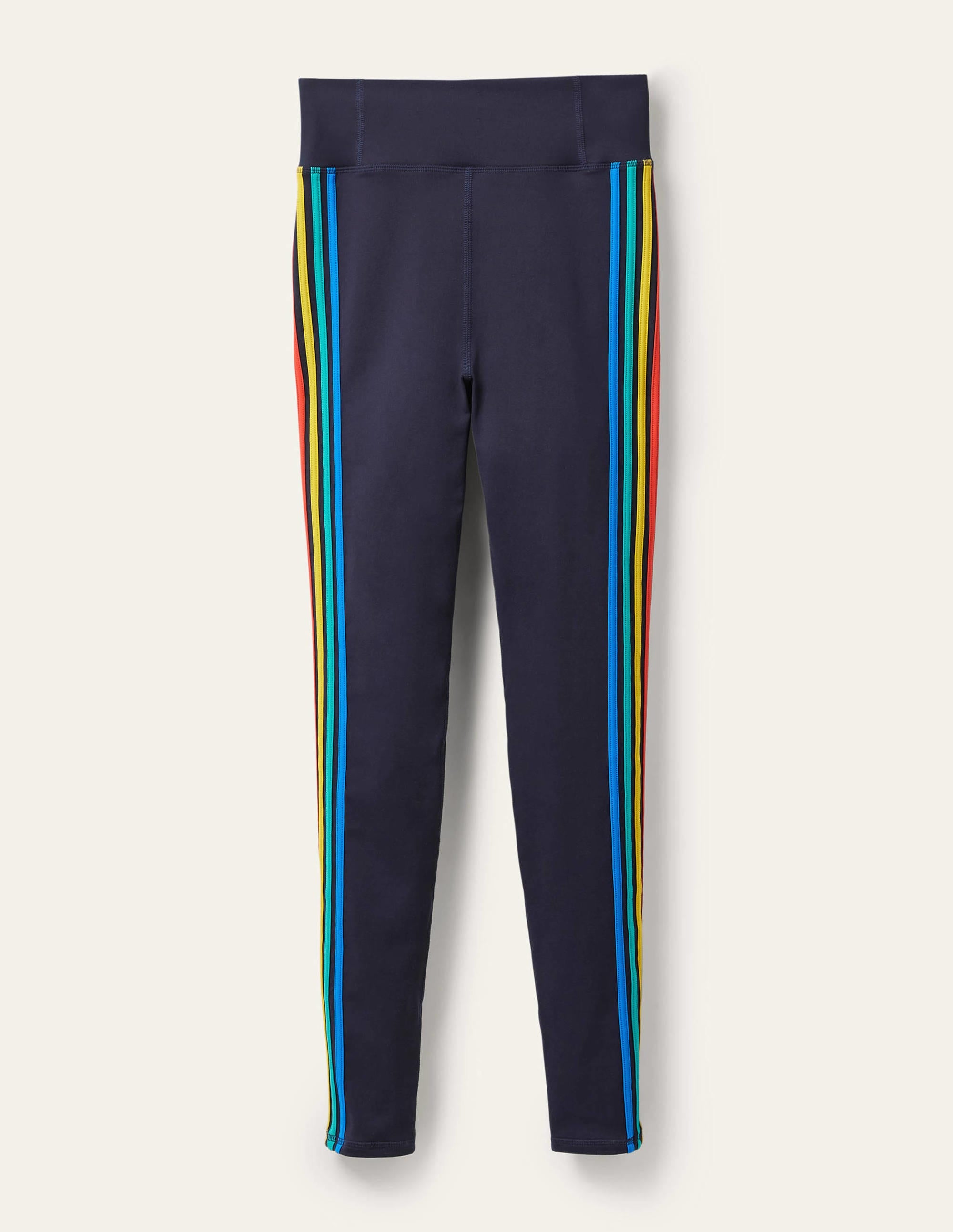 High Waisted Leggings-Navy, Multi Side Stripe - Image 7