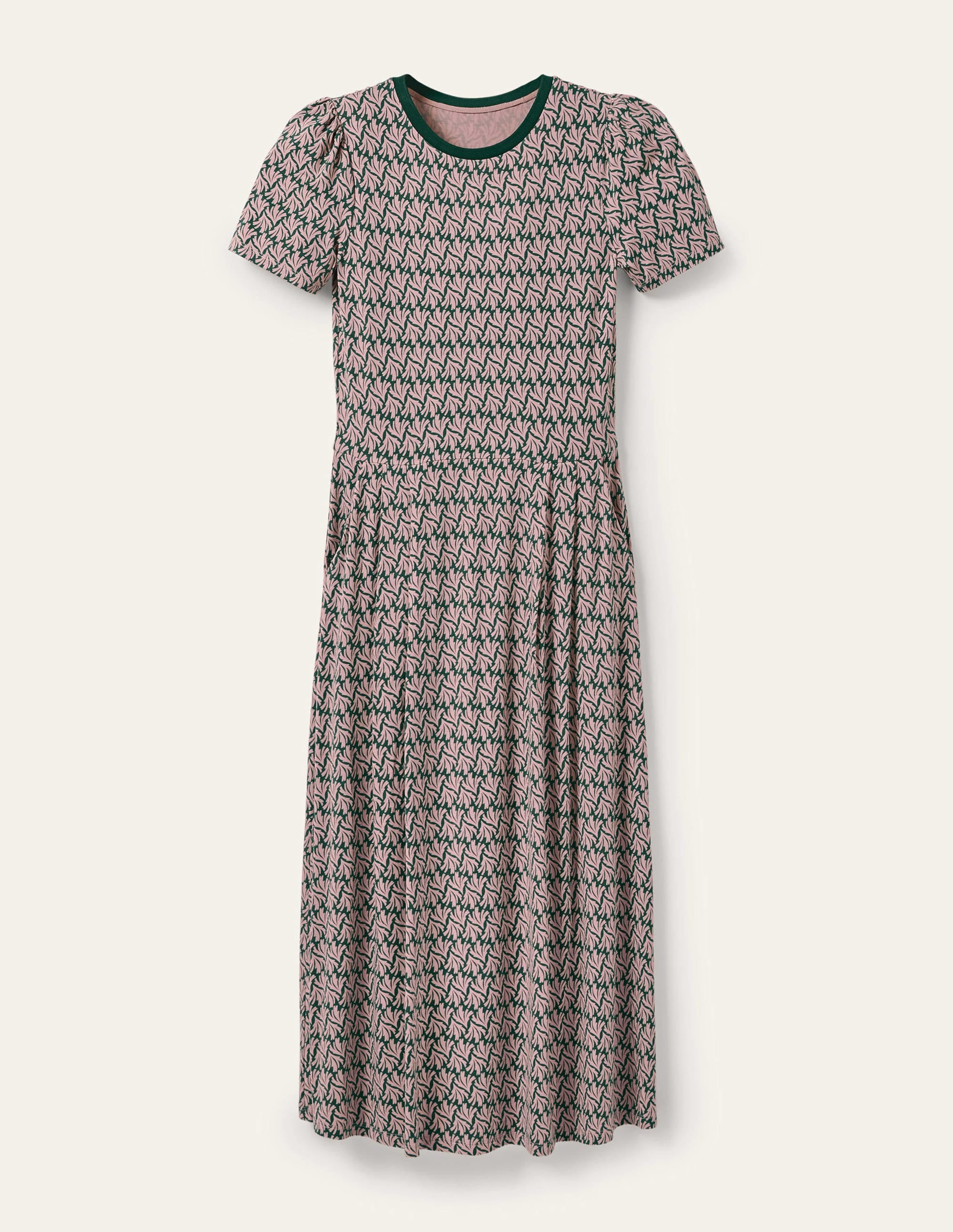 Lucinda Jersey Midi Dress-Palm Leaf, Swaying Coral - Image 5
