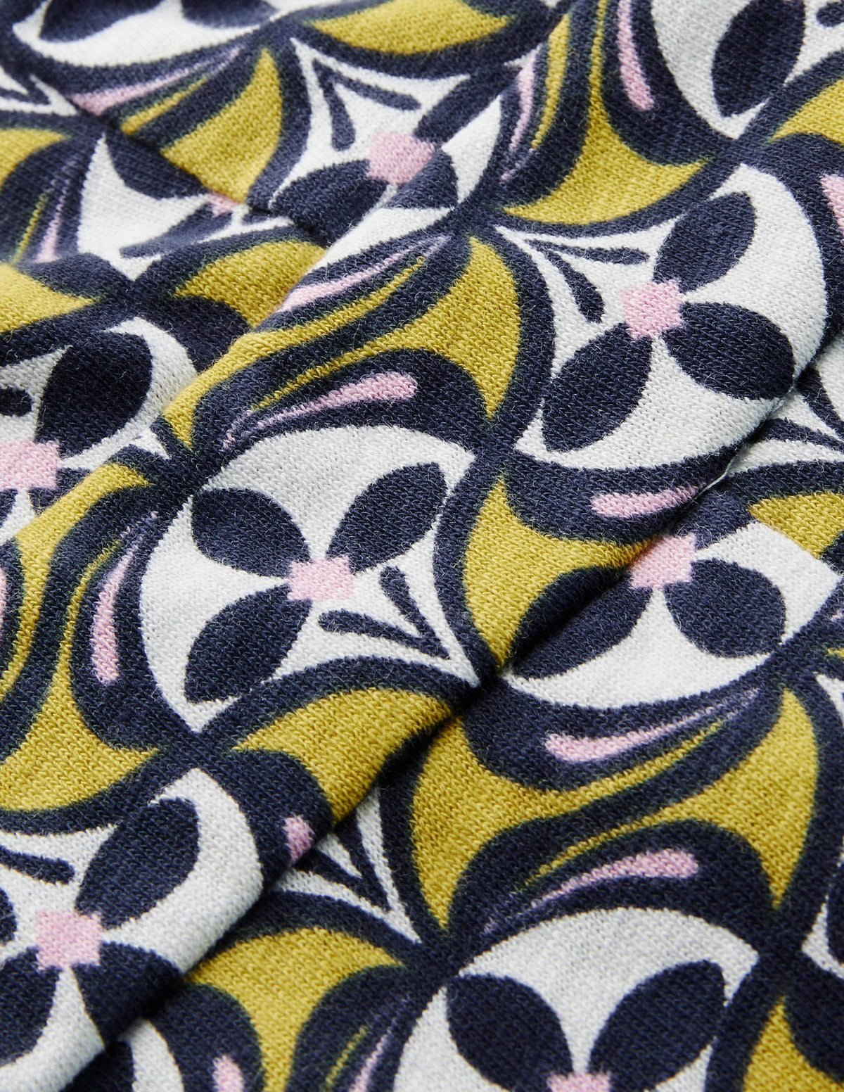 Florrie Jersey Dress-Chartreuse, Floral Fan - Image 5