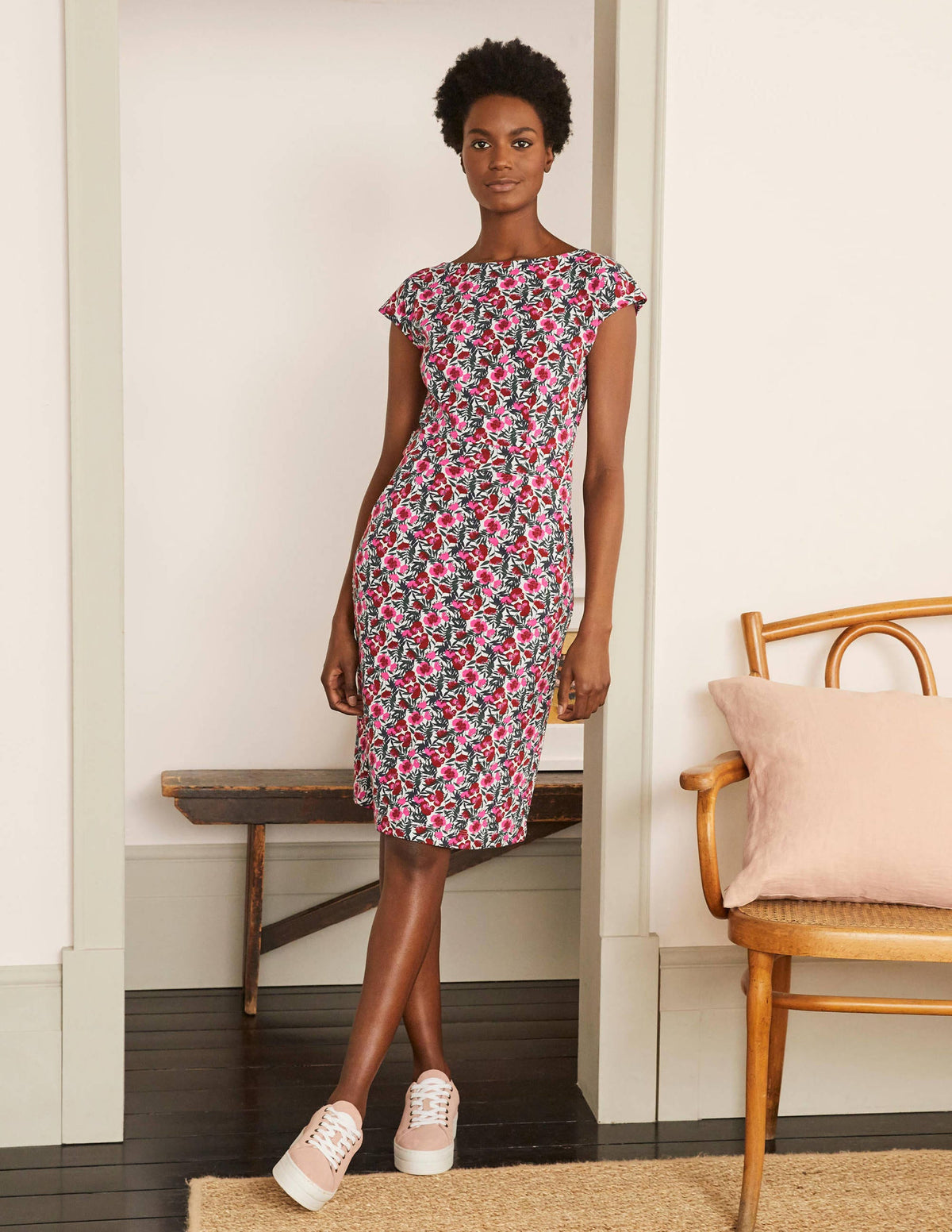 Florrie Jersey Dress-Ivory, Safari Floral - Image 2