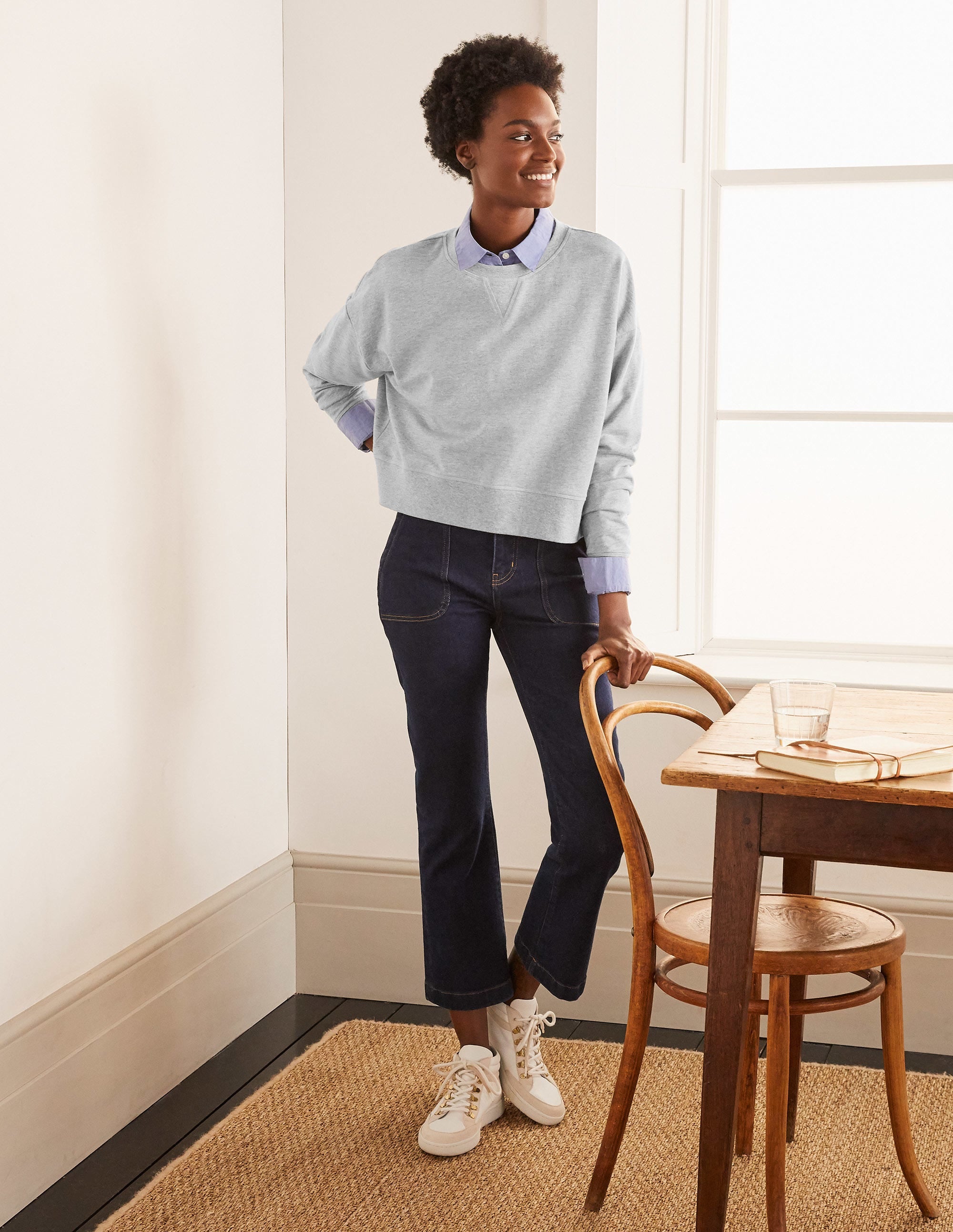 Cropped Sweatshirt-Grey Marl - Image 2
