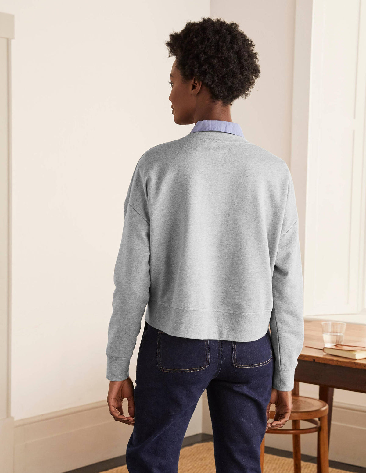 Cropped Sweatshirt-Grey Marl - Image 3