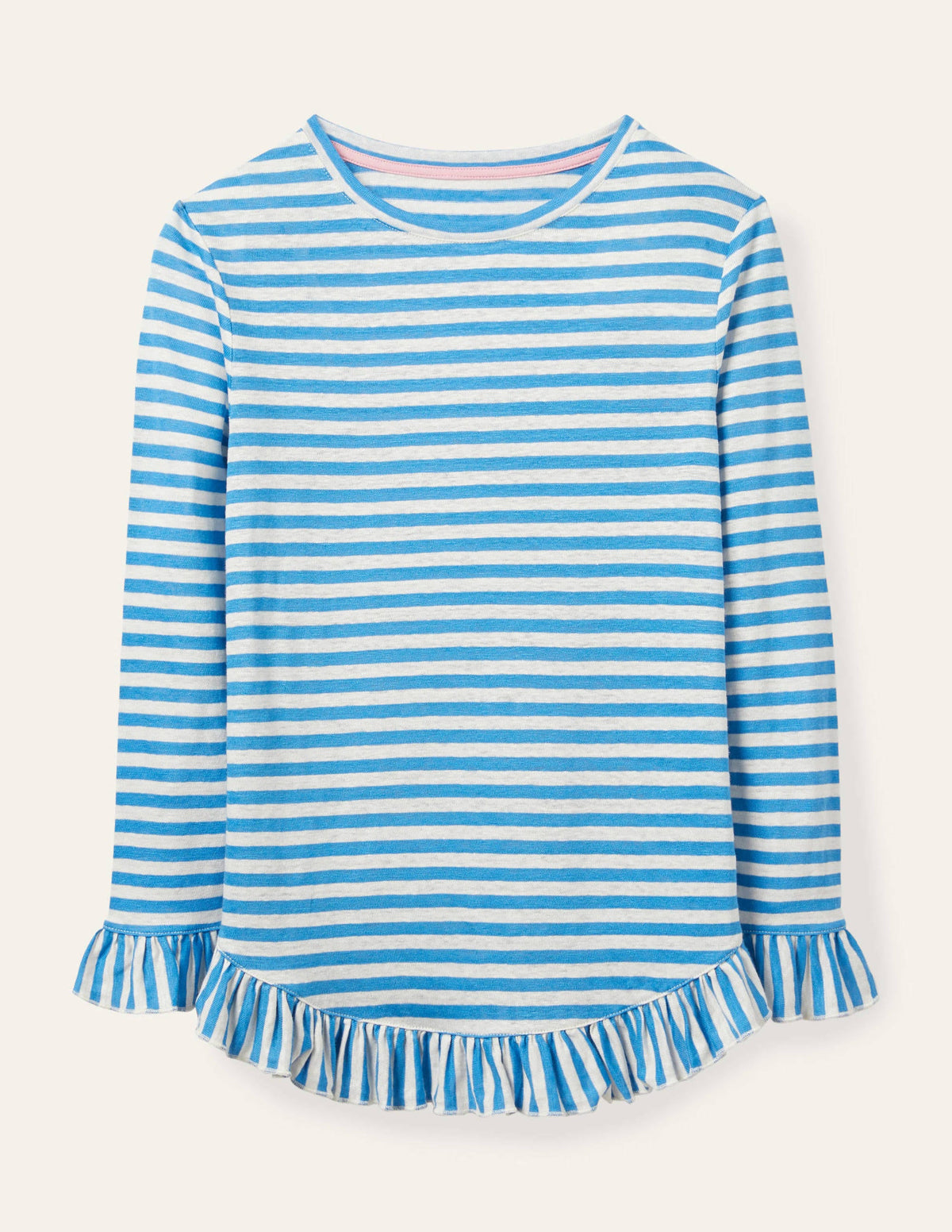 Dorothy Linen Jersey Top-Moroccan Blue/ Ivory-7