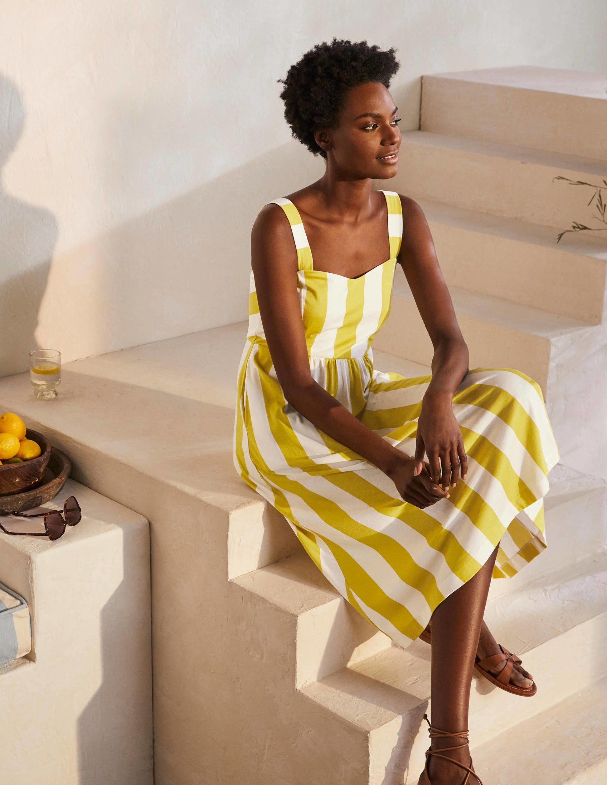 Lucy Jersey Stripe Dress-Chartreuse Ivory Stripe-2